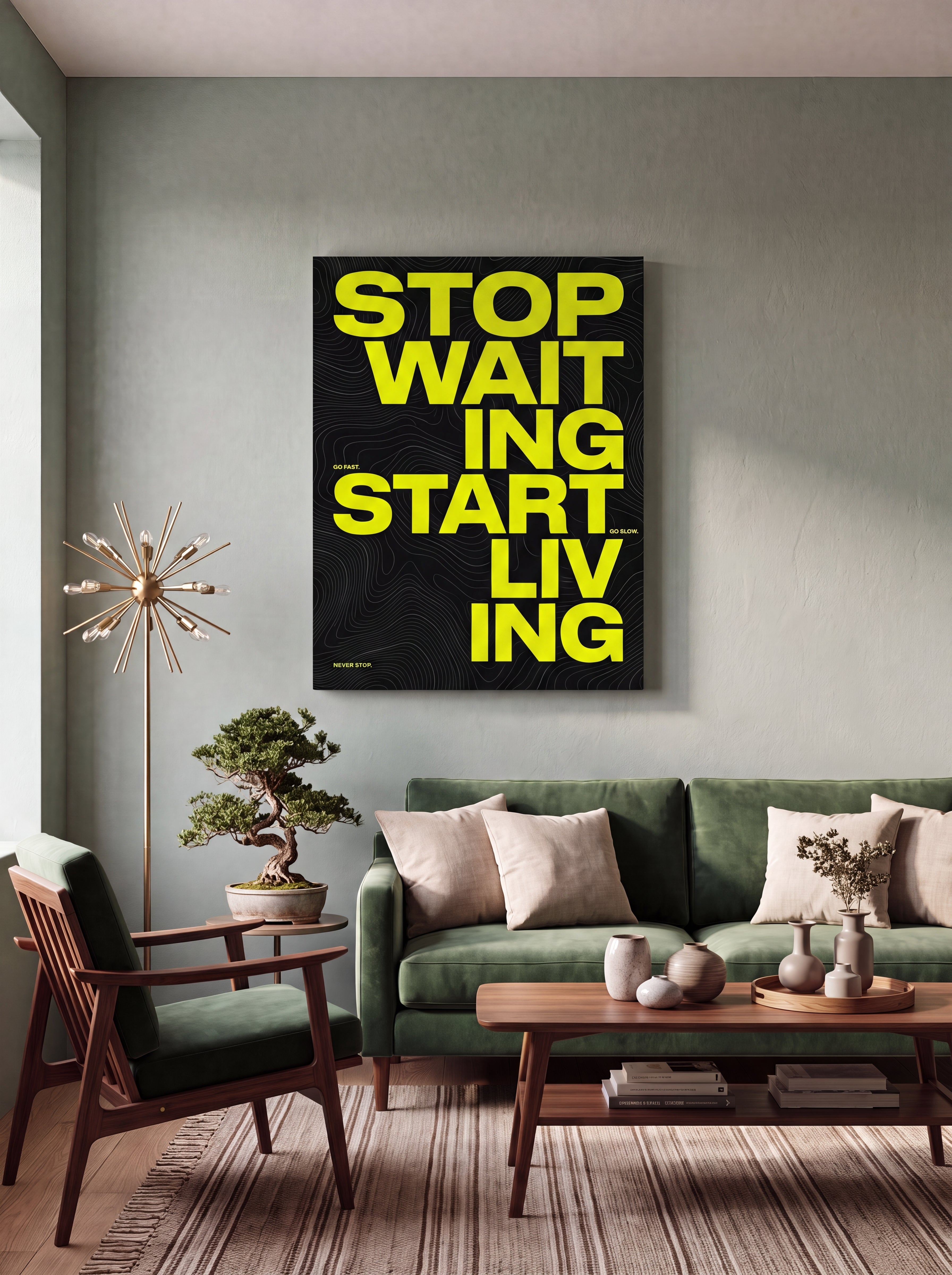 Stop Waiting Start Living | Motivational Canvas Wall Art