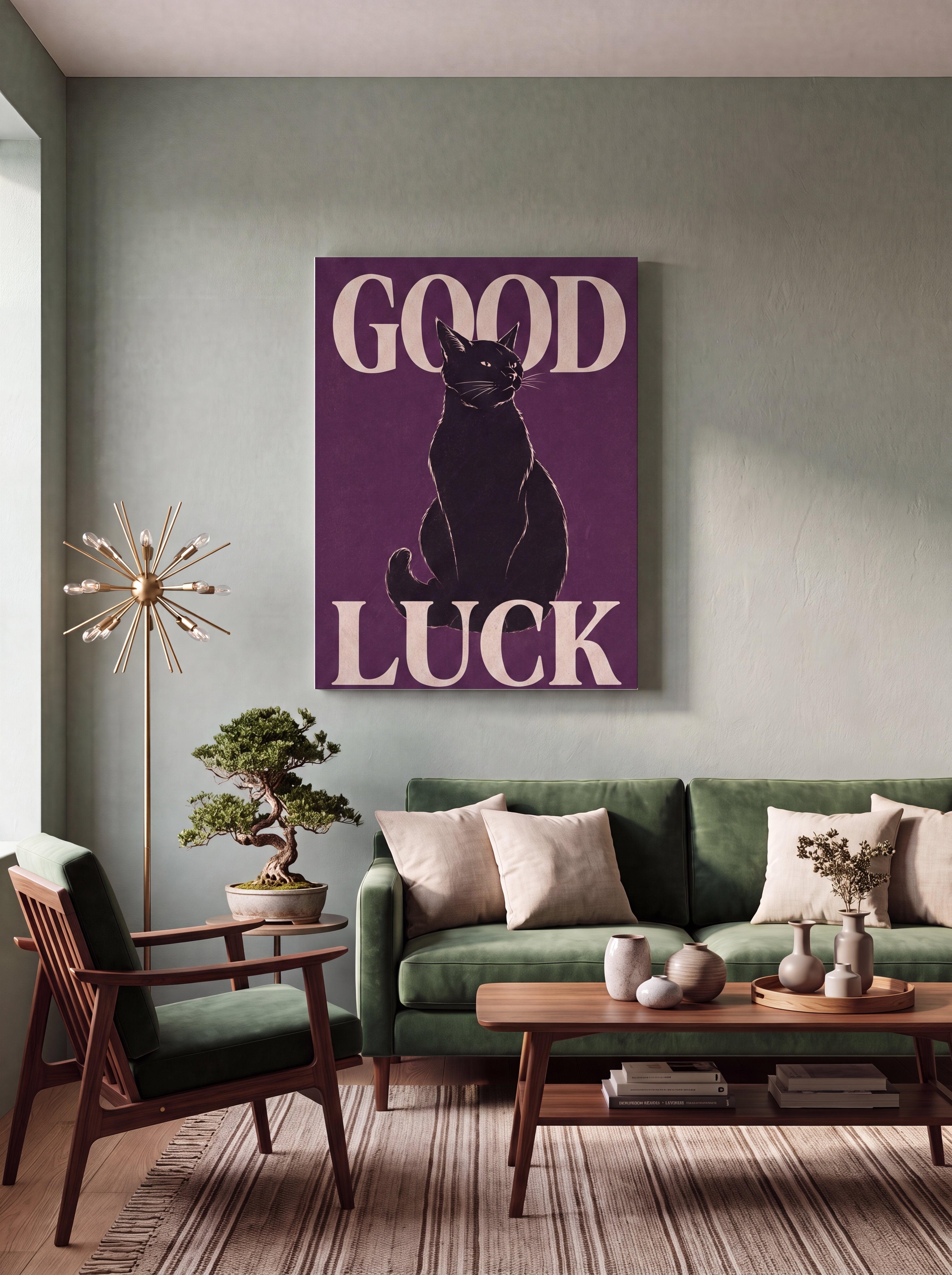 Good Luck | Japanese Lucky Cat Streetwear Canvas Wall Art