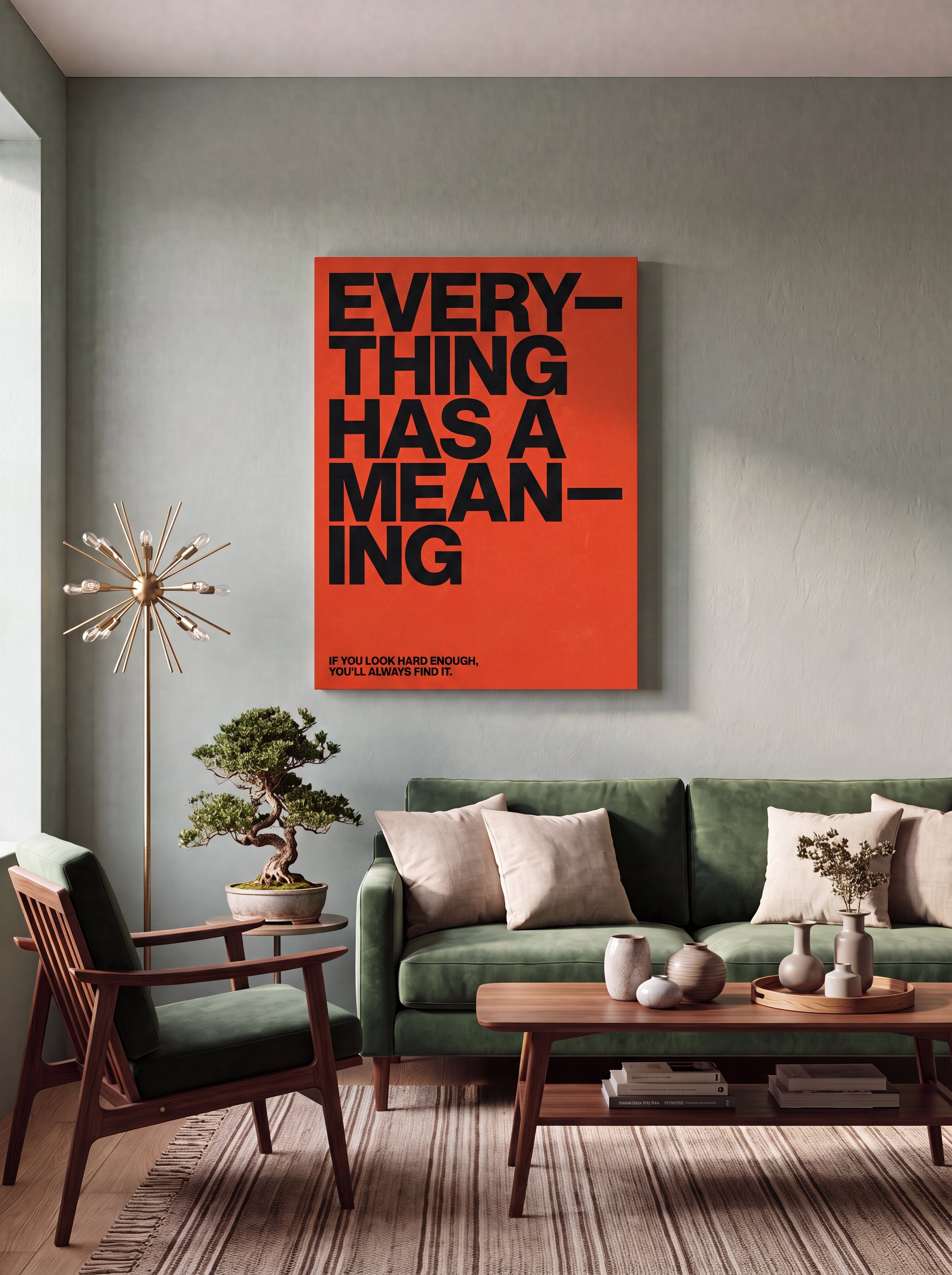 Everything Has A Meaning | Minimalist Quote Canvas Wall Art