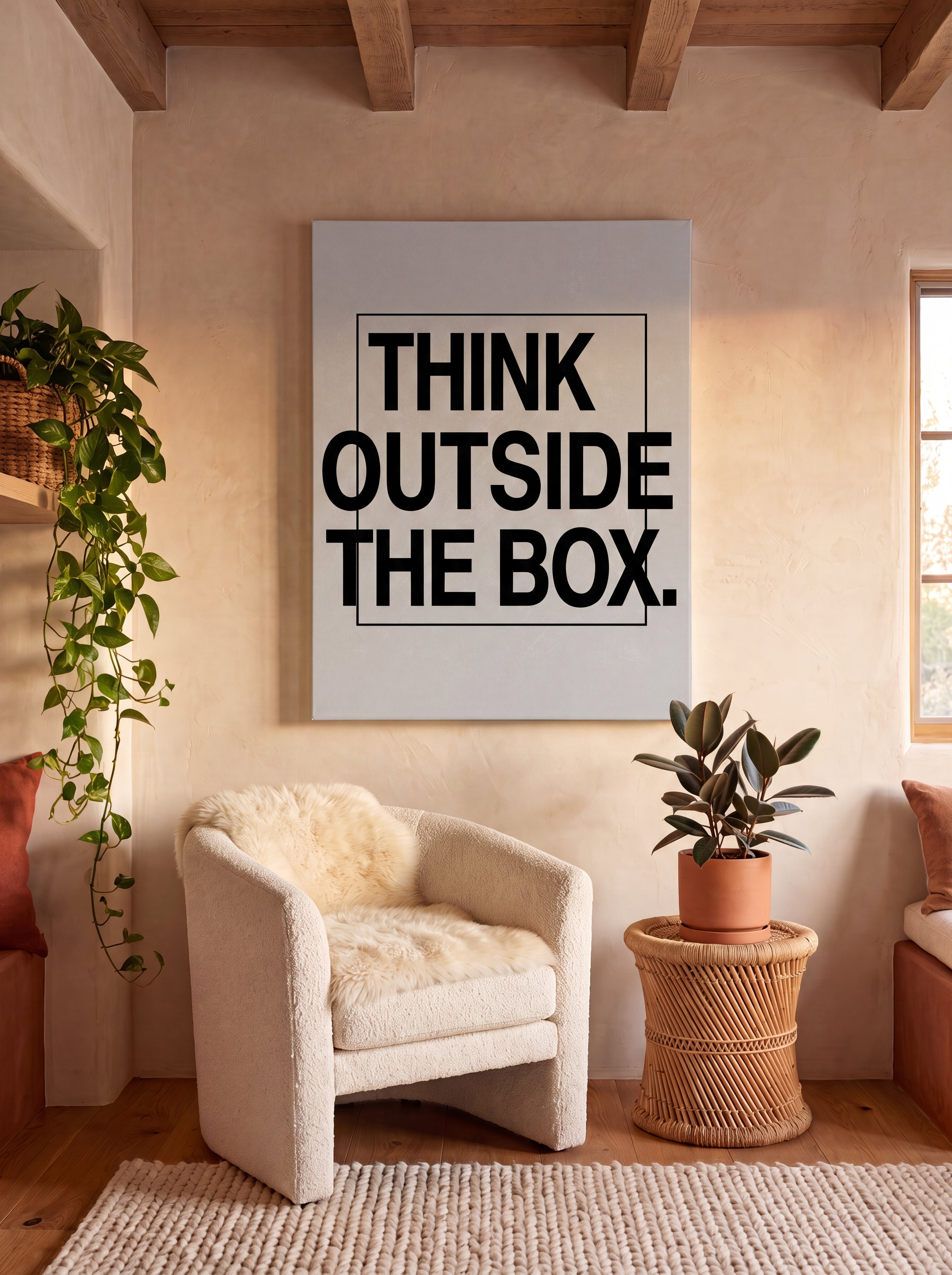 Think Outside The Box | Creative Typography Canvas Wall Art
