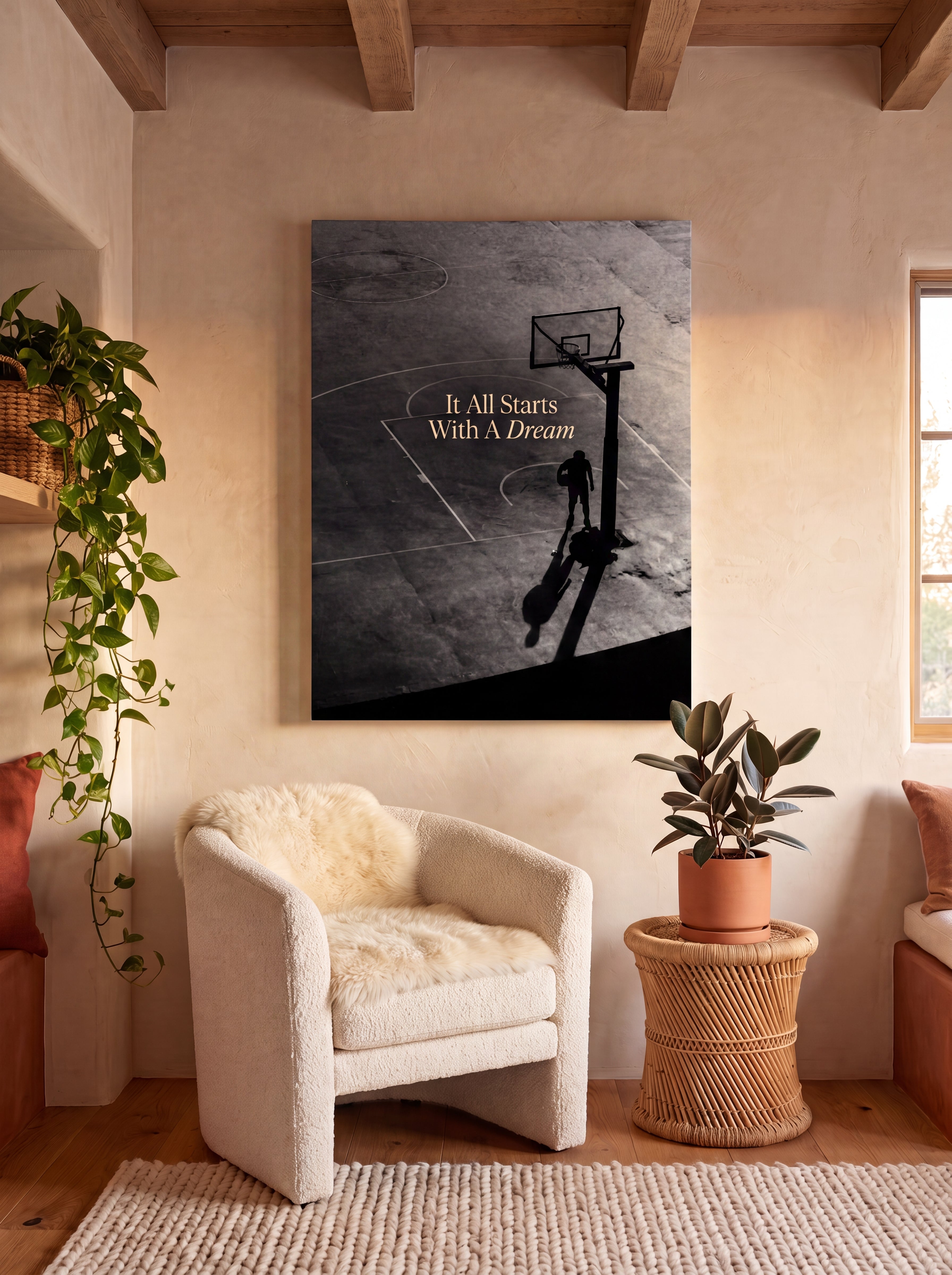 It All Starts With A Dream | Basketball Court Canvas Wall Art