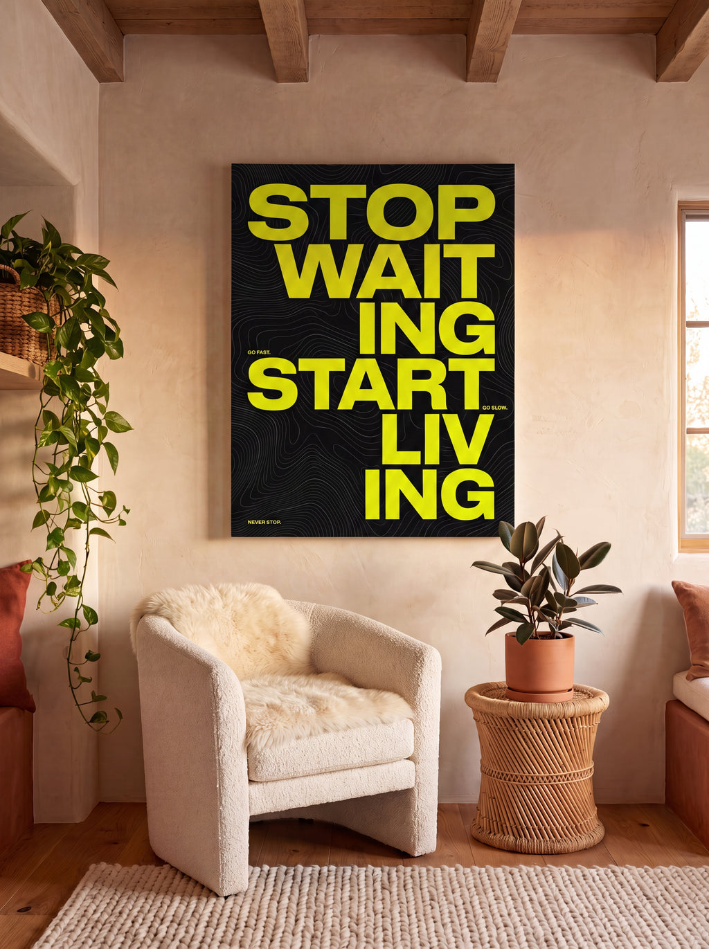 Stop Waiting Start Living | Motivational Canvas Wall Art