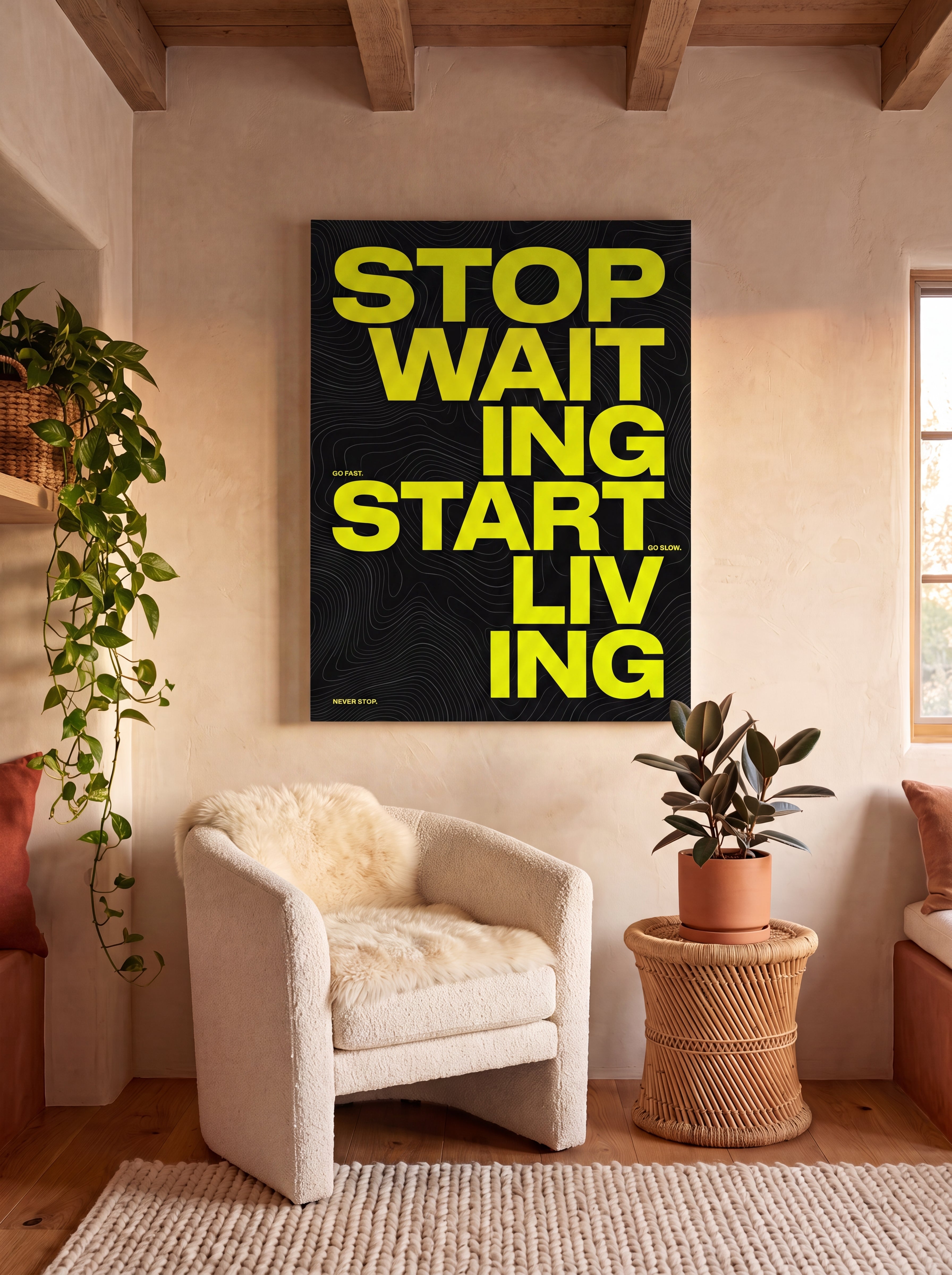 Stop Waiting Start Living | Motivational Canvas Wall Art