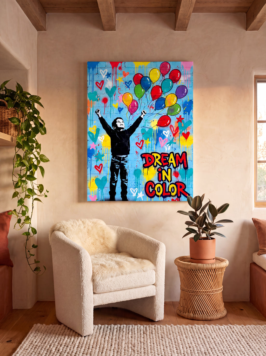 Dream In Color | Vibrant Abstract Inspirational Canvas Wall Art