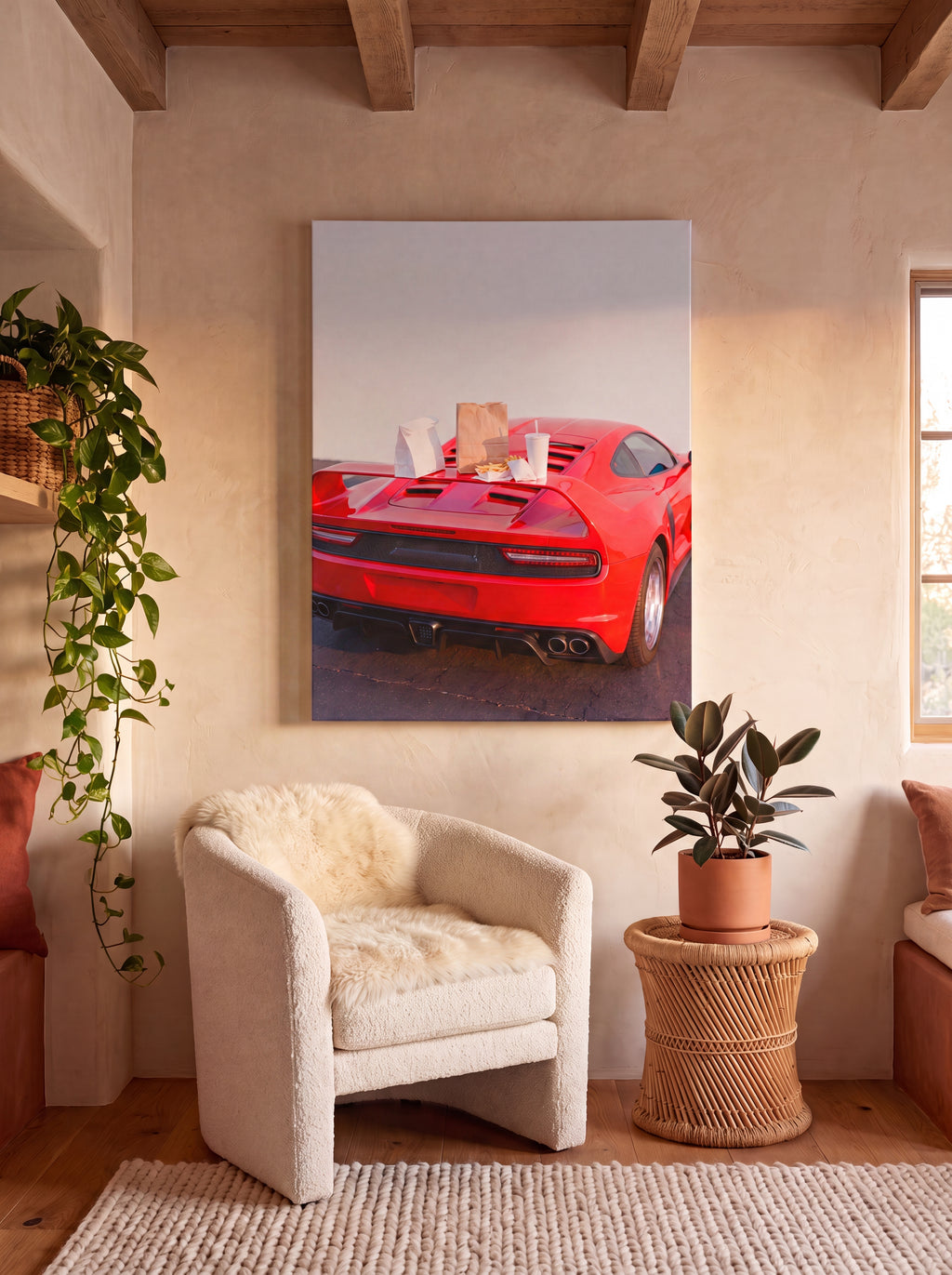 Cheat Day | Supercar & Fast Food Pop Art Canvas Wall Art