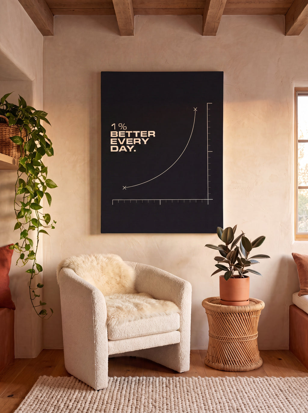1% Better Every Day | Minimal Growth Chart Canvas Wall Art