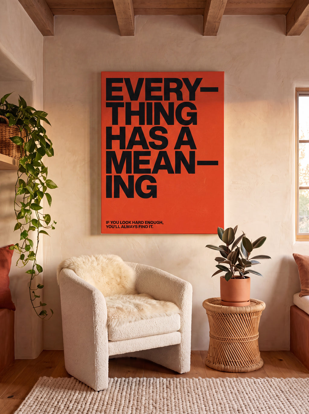 Everything Has A Meaning | Minimalist Quote Canvas Wall Art