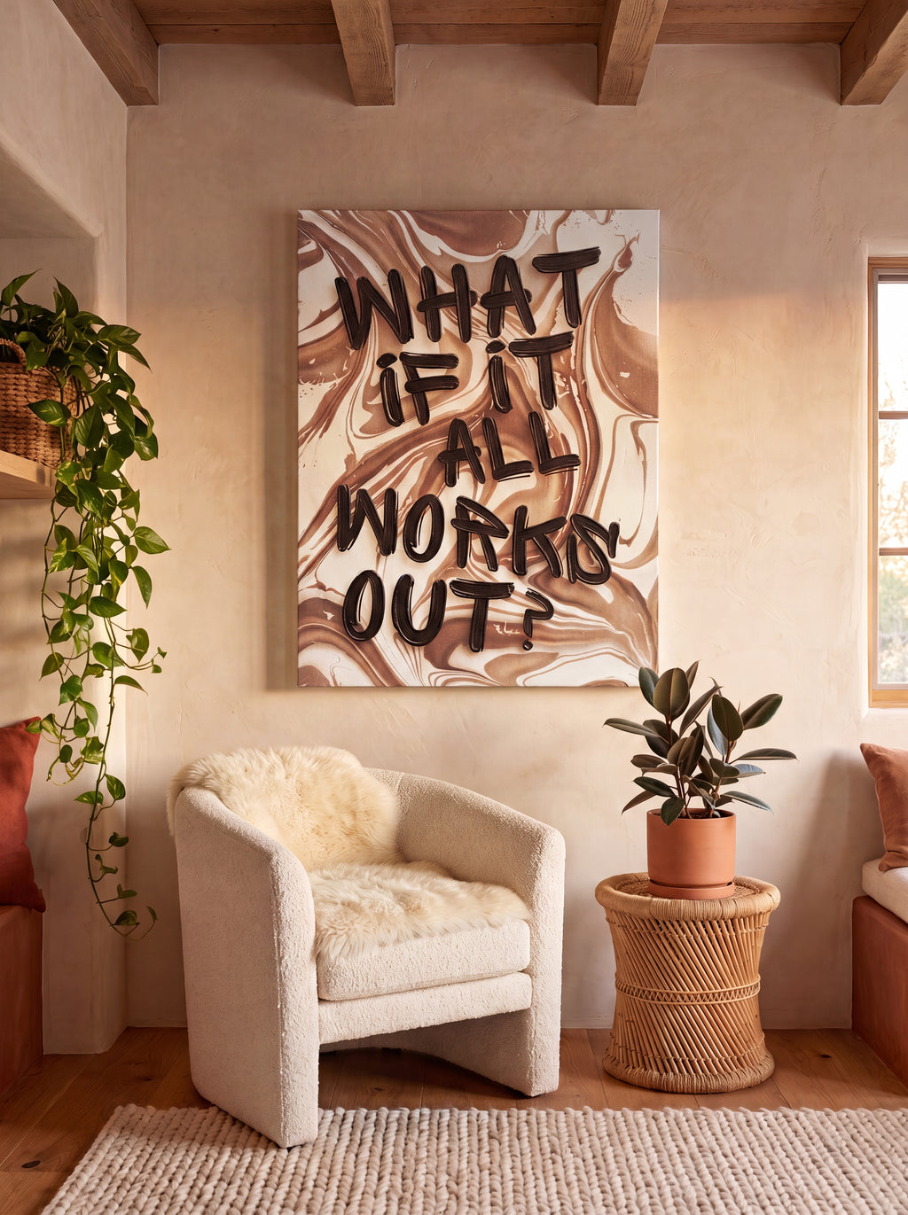 What If It All Works Out | Marble Typography Canvas Wall Art