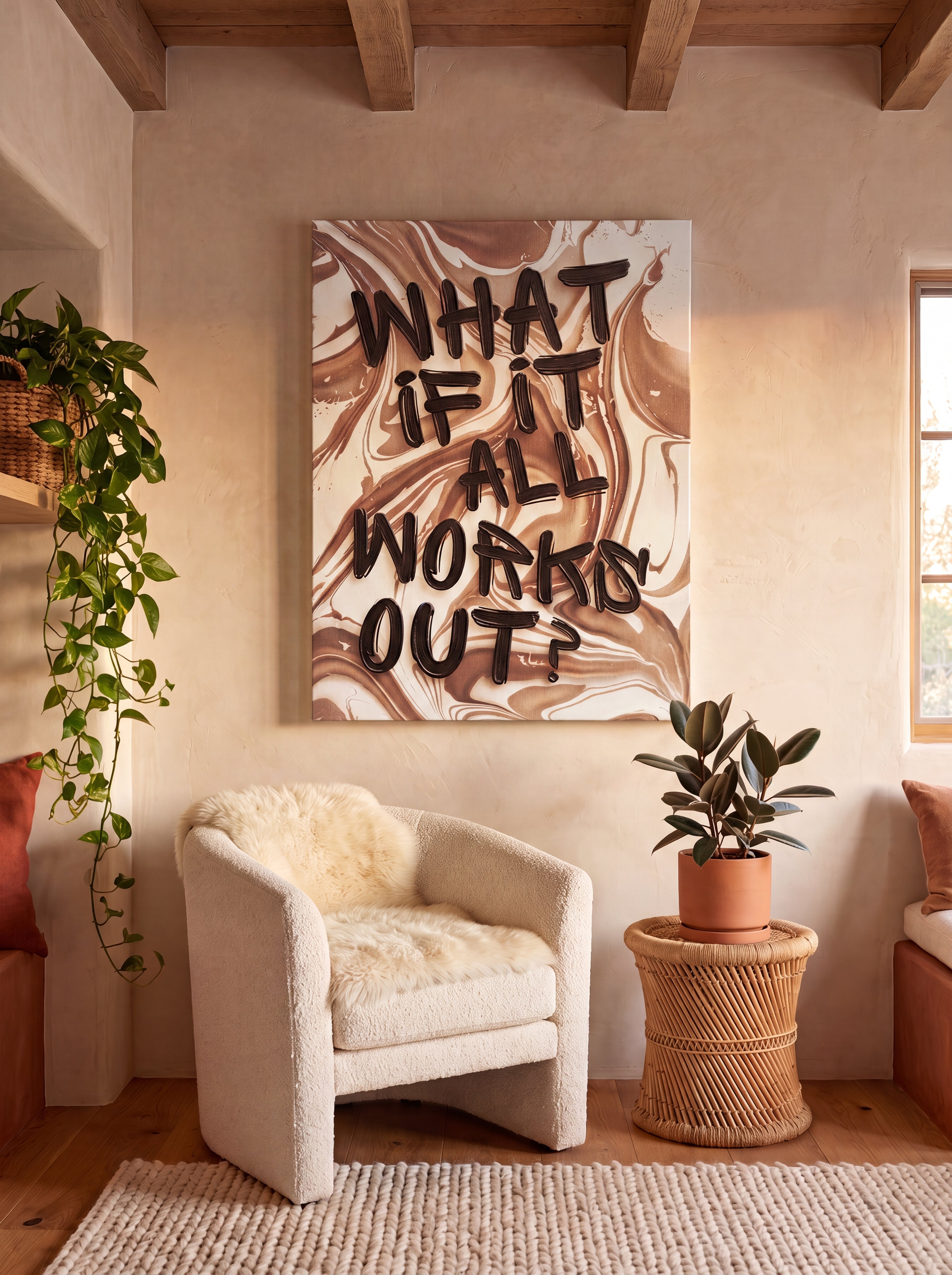 What If It All Works Out | Marble Typography Canvas Wall Art