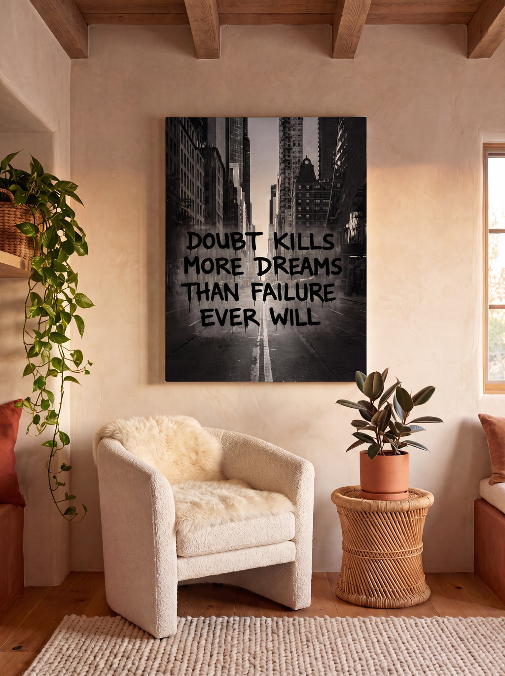 Doubt Kills More Dreams Than Failure | Black & White Canvas Wall Art