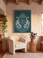 Sak Yant Twin Tigers | Thai Tattoo Canvas Wall Art