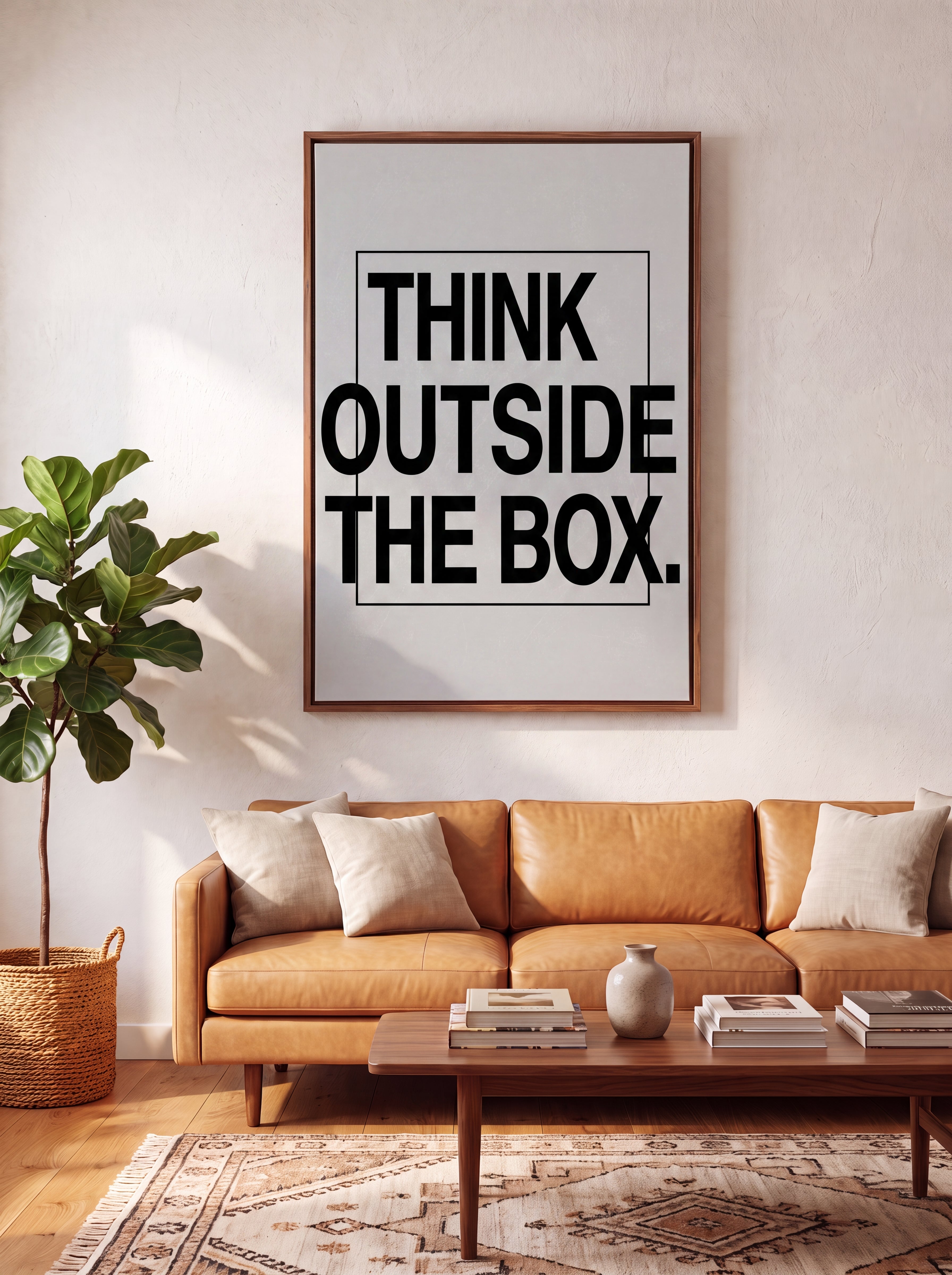 Think Outside The Box | Creative Typography Canvas Wall Art
