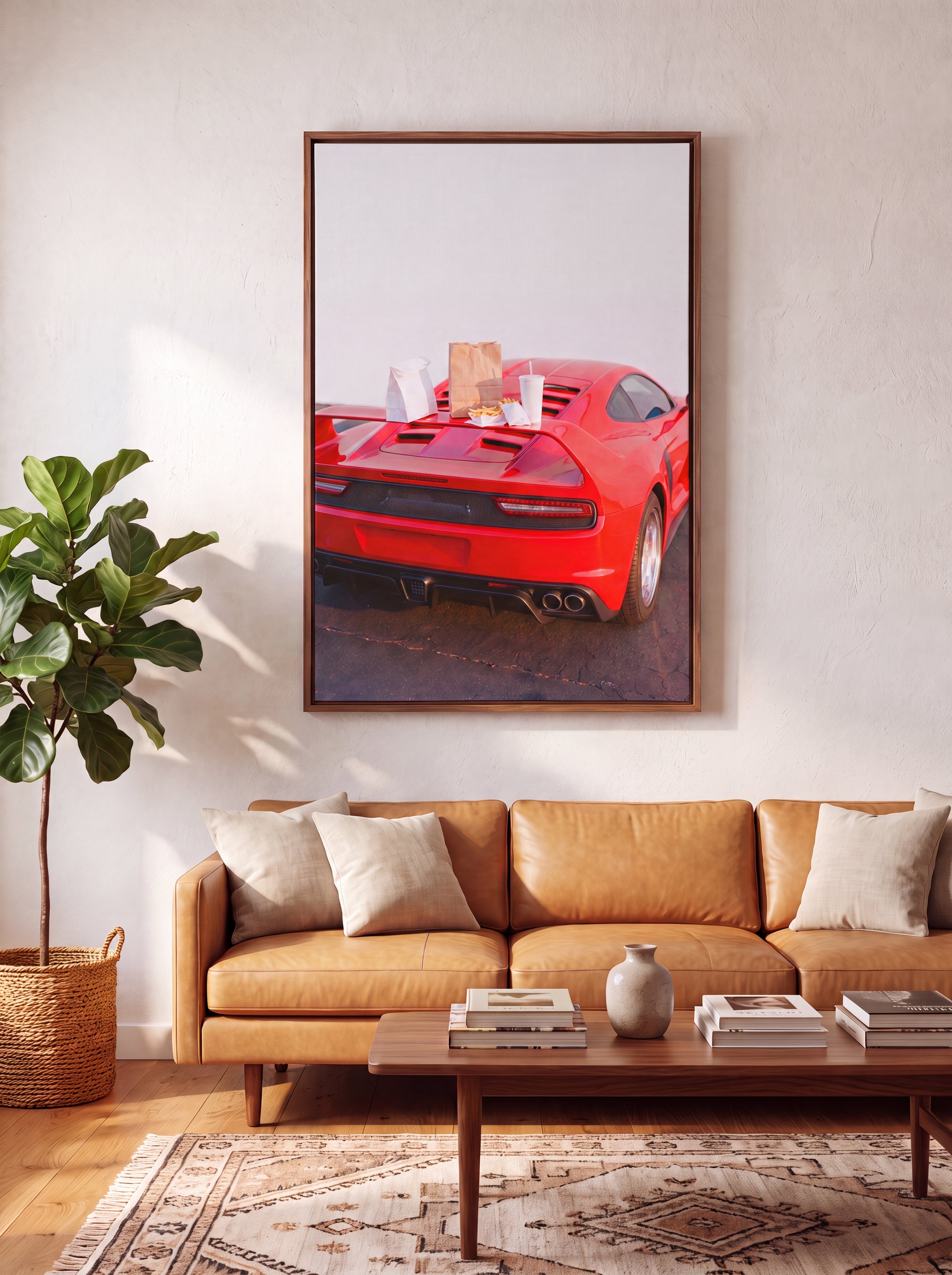 Cheat Day | Supercar & Fast Food Pop Art Canvas Wall Art