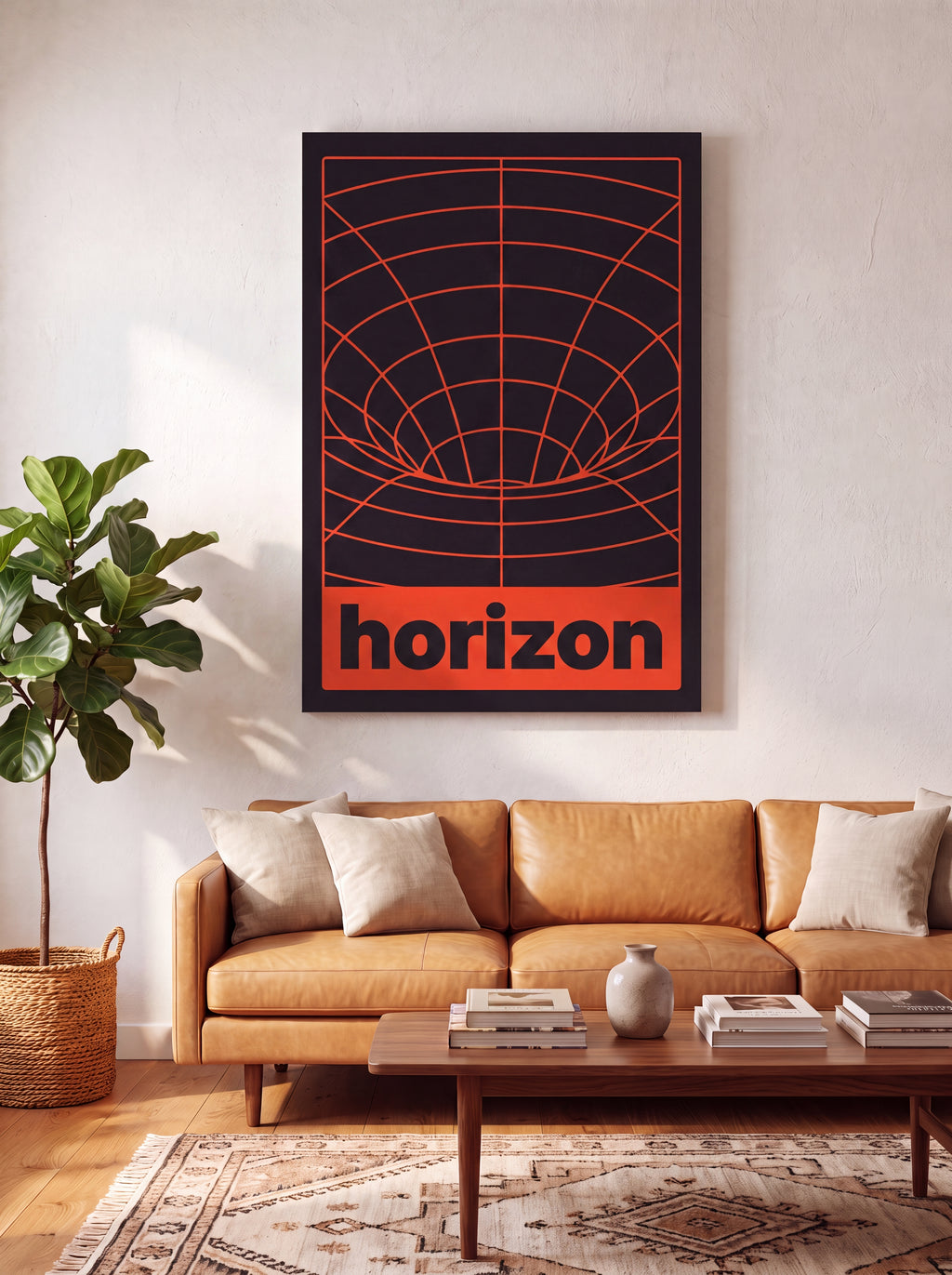 Horizon | Retro-Futurist Vortex Grid Canvas Wall Art
