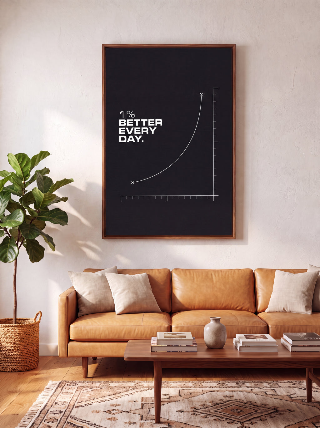 1% Better Every Day | Minimal Growth Chart Canvas Wall Art