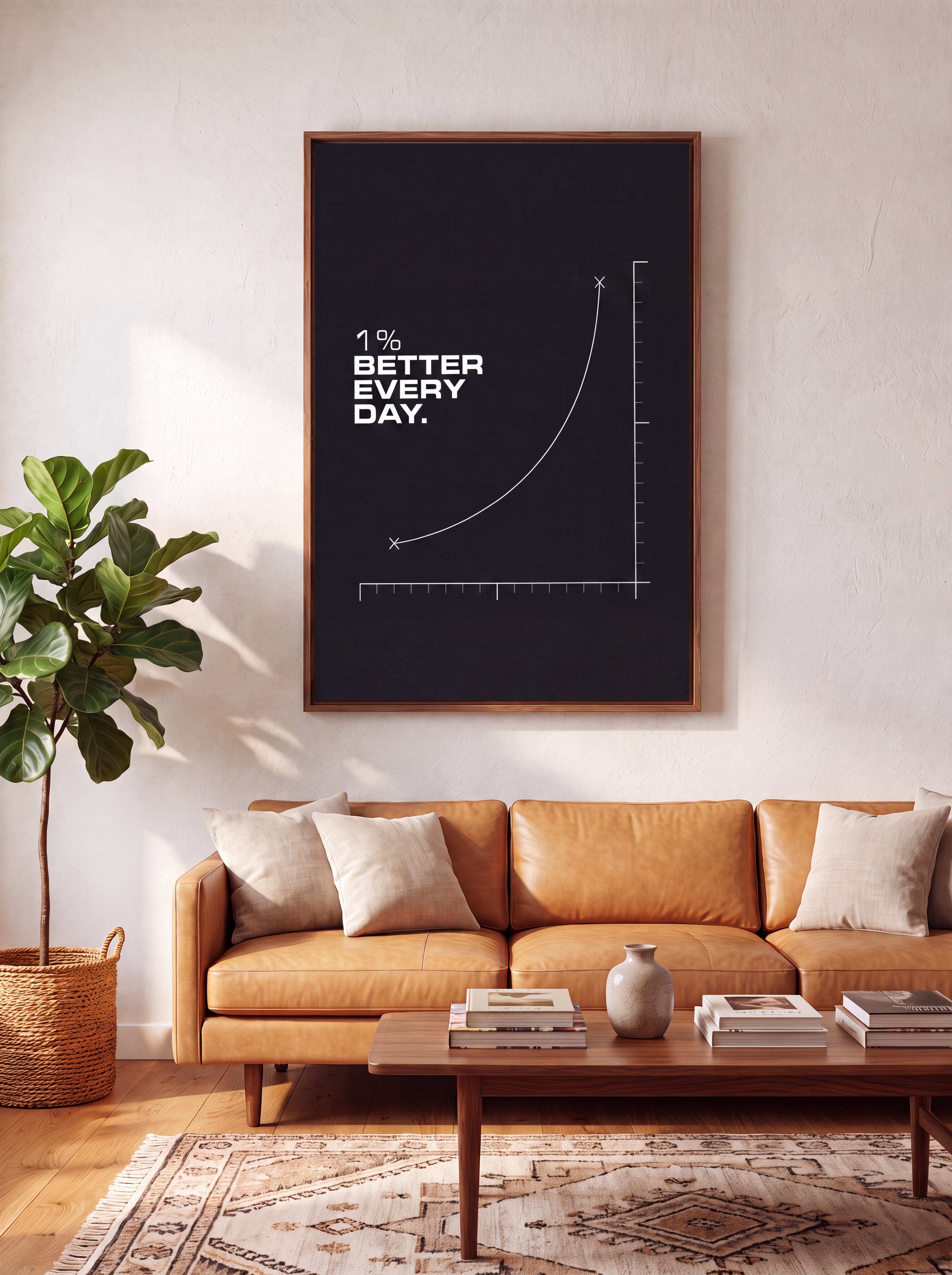 1% Better Every Day | Minimal Growth Chart Canvas Wall Art
