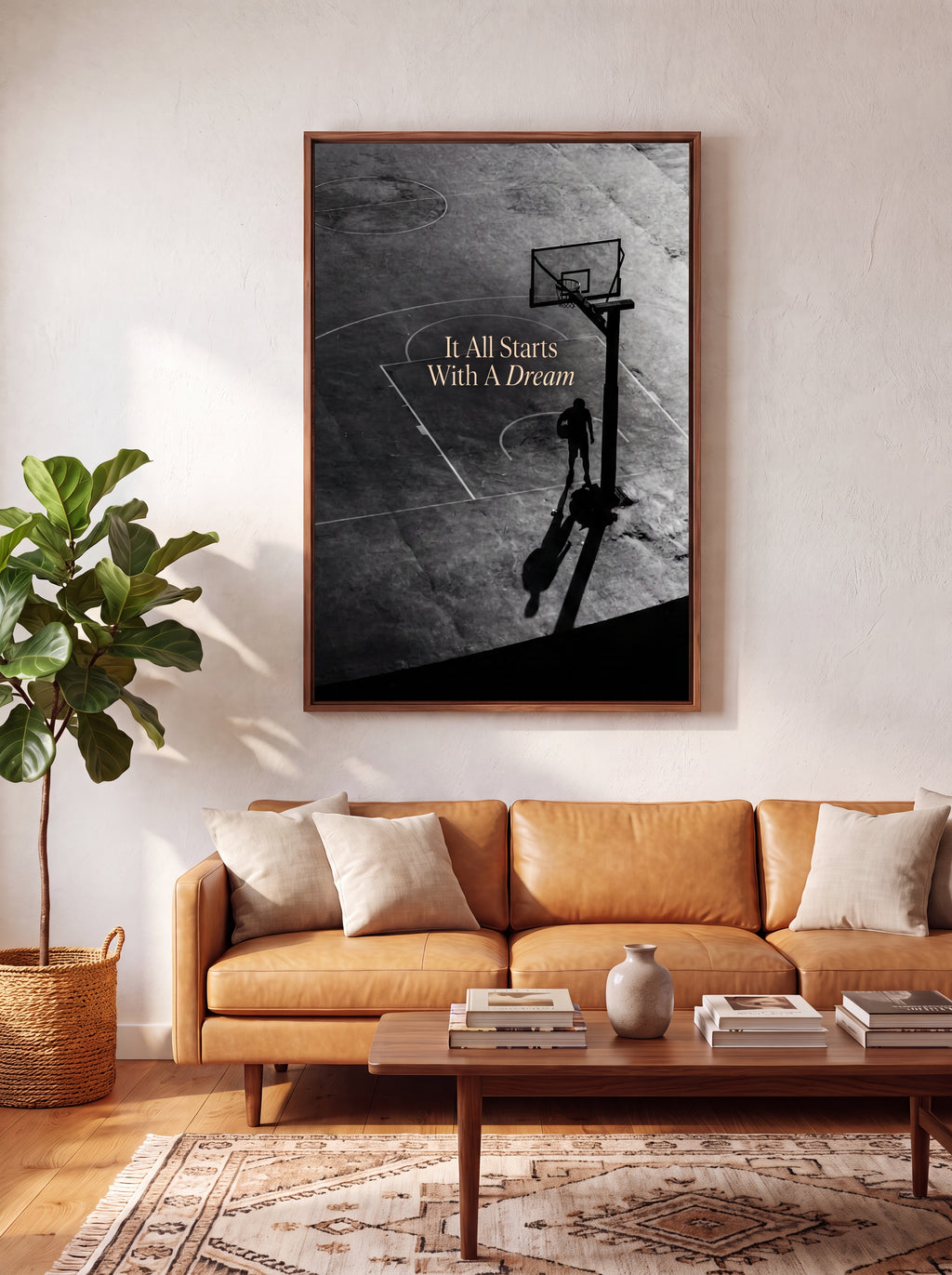 It All Starts With A Dream | Basketball Court Canvas Wall Art