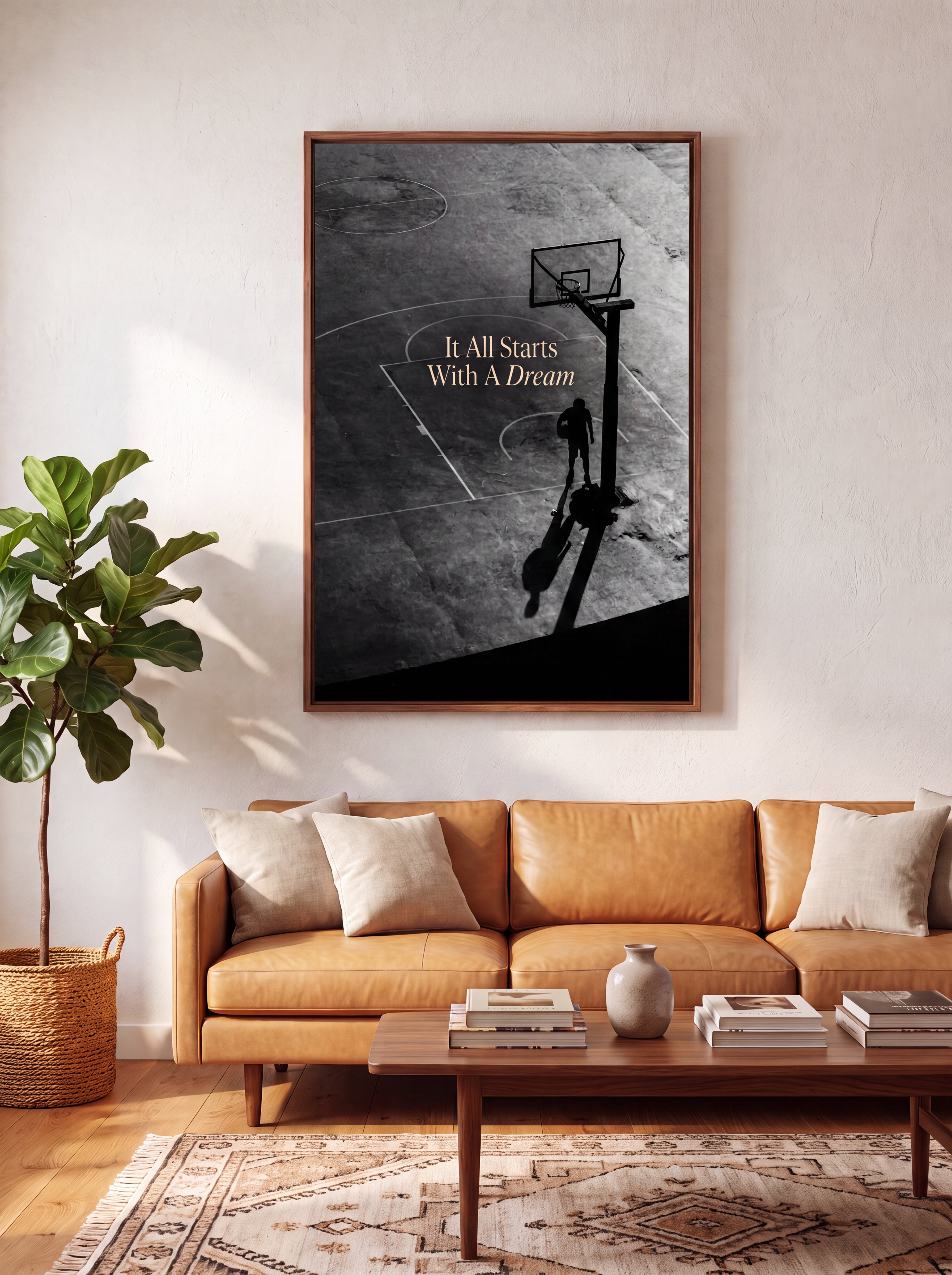 It All Starts With A Dream | Basketball Court Canvas Wall Art