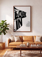 Lock In | Liquid Chrome 3D Typography Canvas Wall Art