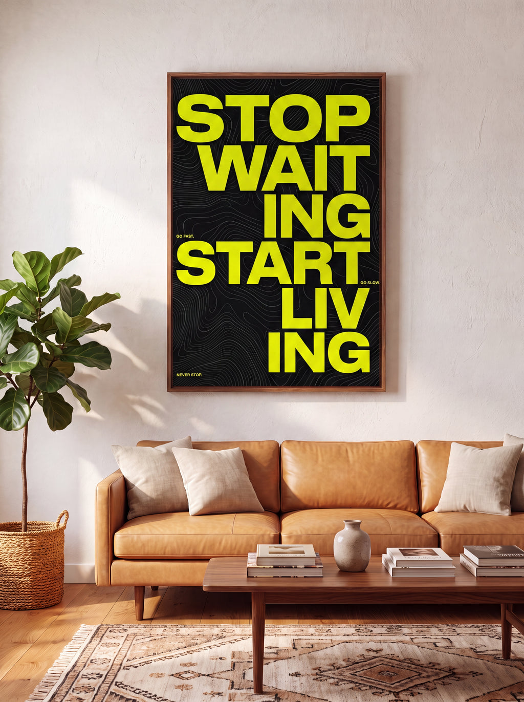 Stop Waiting Start Living | Motivational Canvas Wall Art