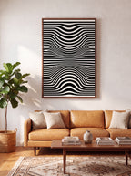 Optical Art Waves | Black & White Geometric Canvas Wall Art