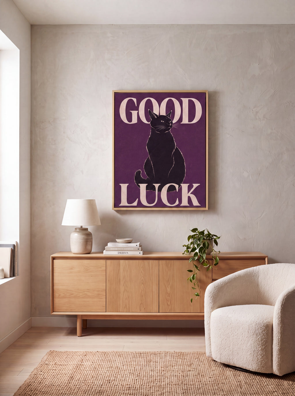 Good Luck | Japanese Lucky Cat Streetwear Canvas Wall Art