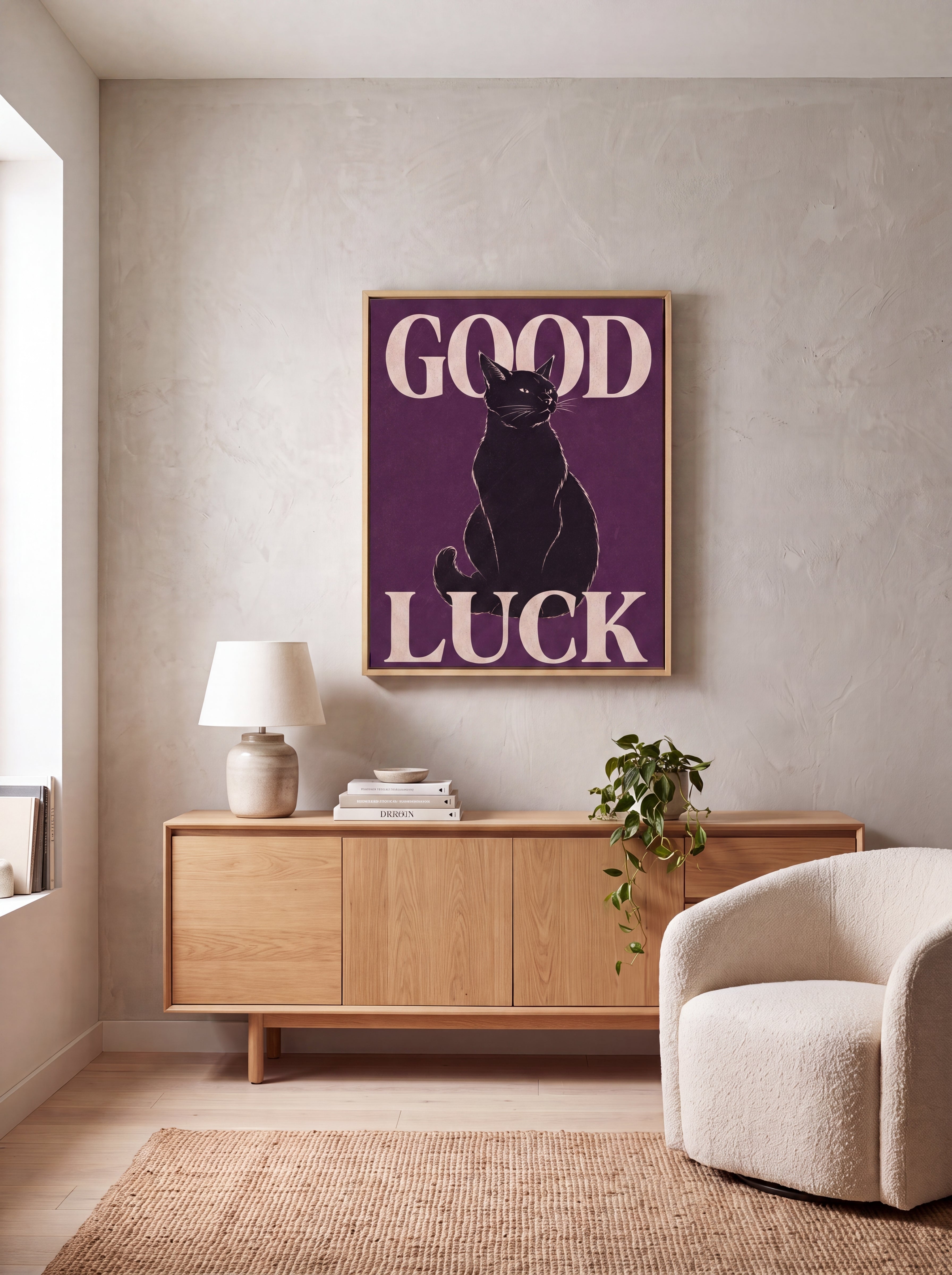 Good Luck | Japanese Lucky Cat Streetwear Canvas Wall Art