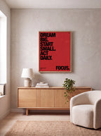 Dream Big Start Small Act Daily | Red Typographic Canvas Wall Art