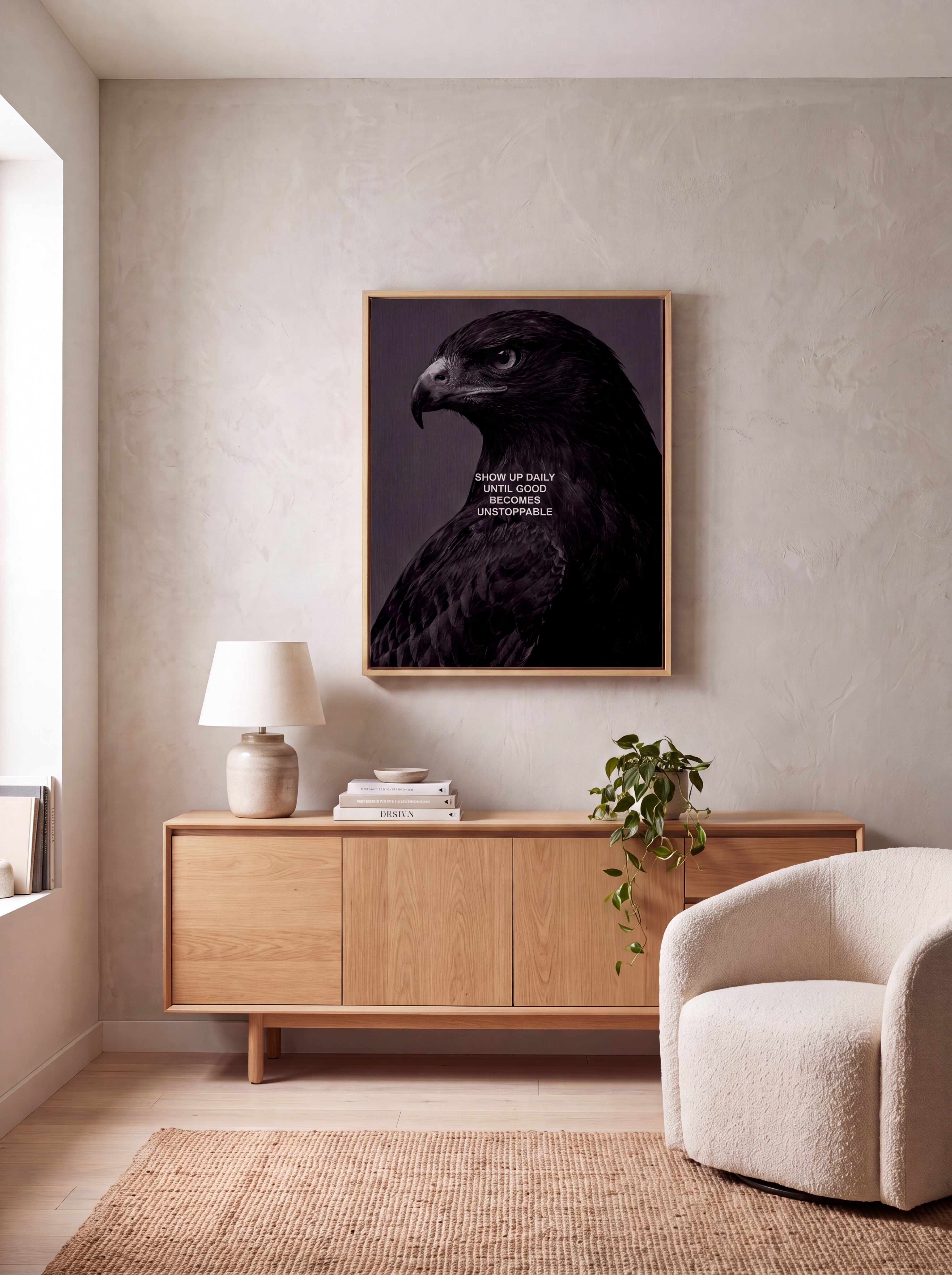 Show Up Daily Until Good Becomes Unstoppable | Dark Eagle Canvas Wall Art
