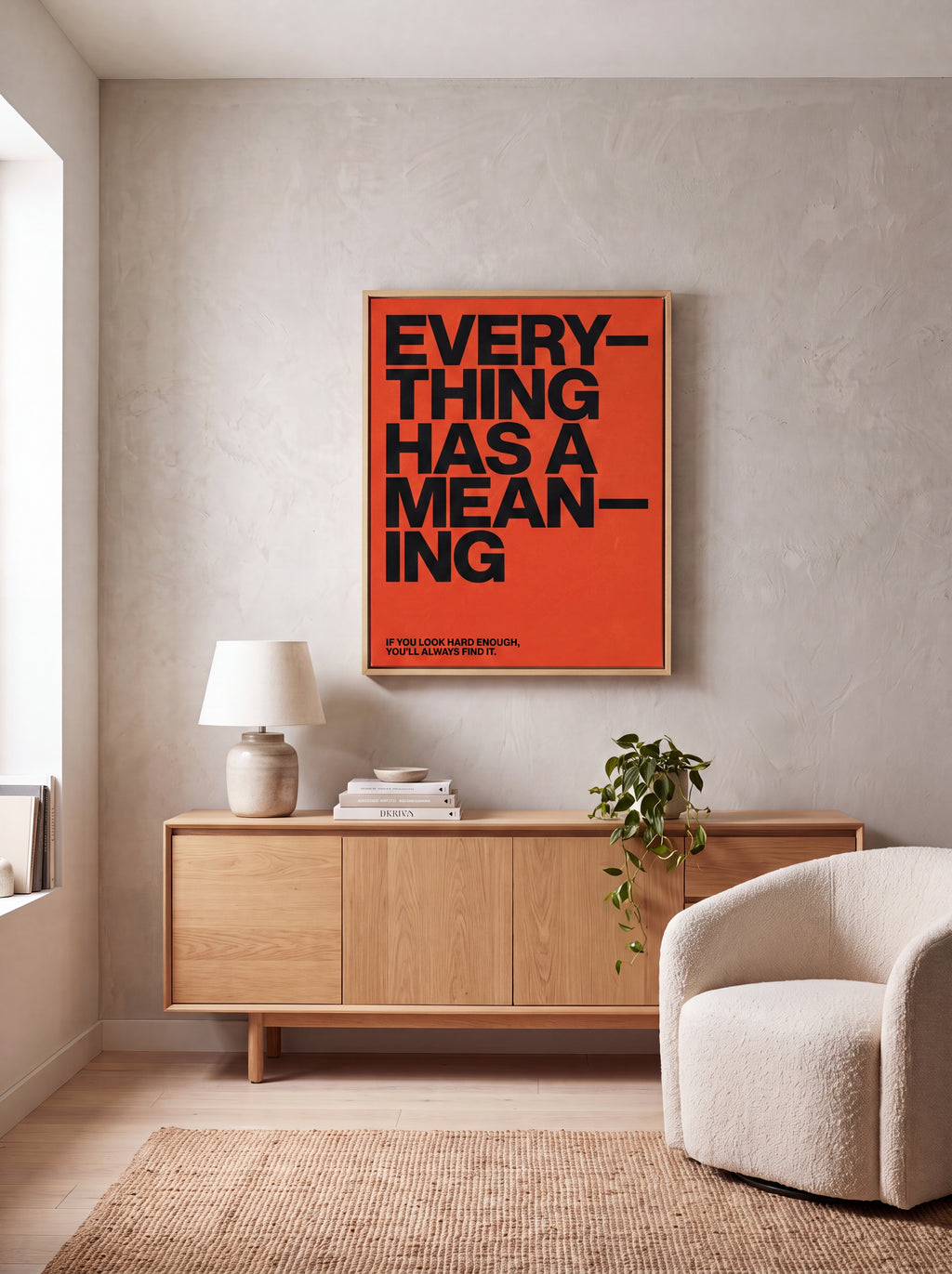 Everything Has A Meaning | Minimalist Quote Canvas Wall Art