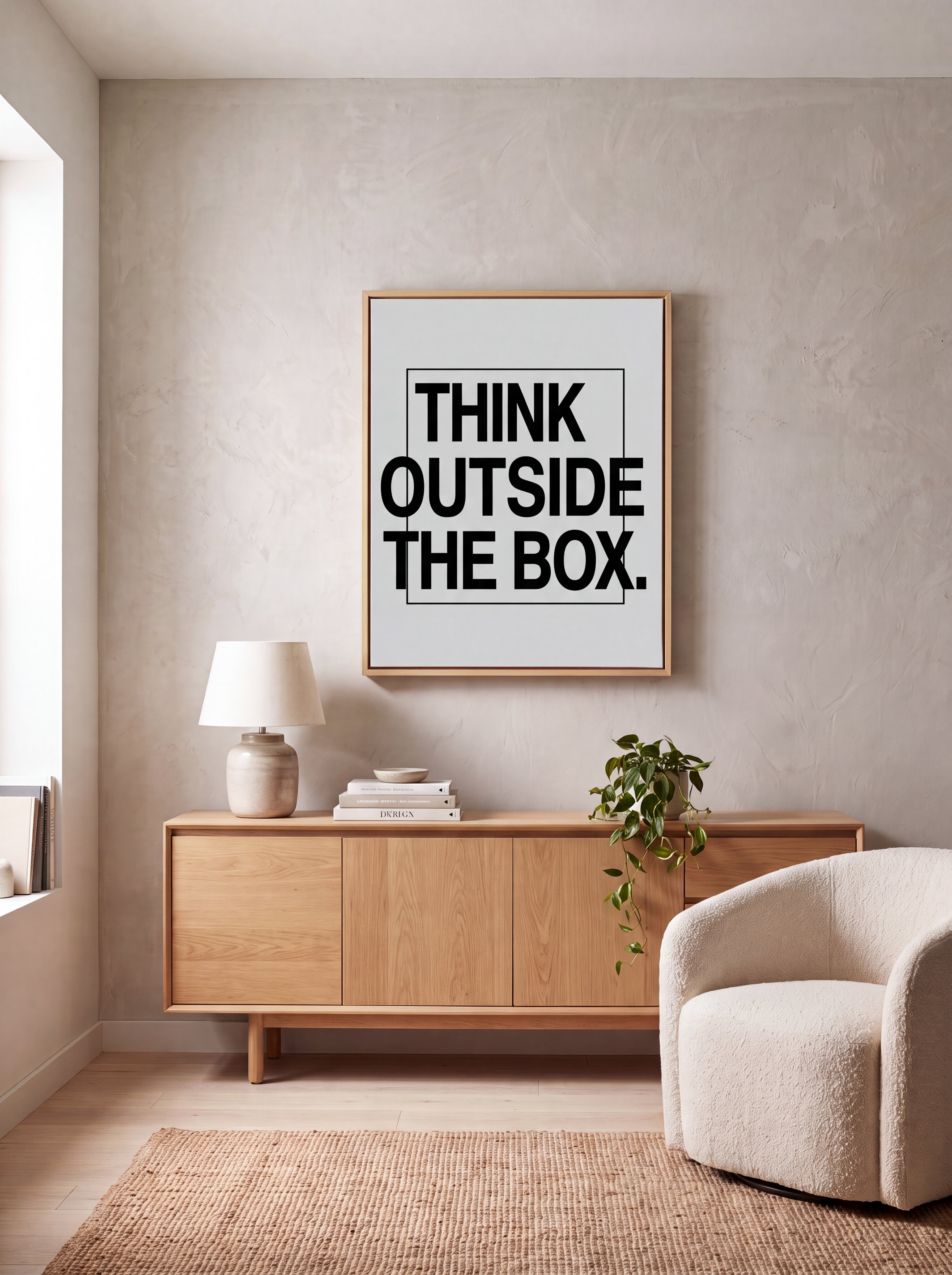 Think Outside The Box | Creative Typography Canvas Wall Art