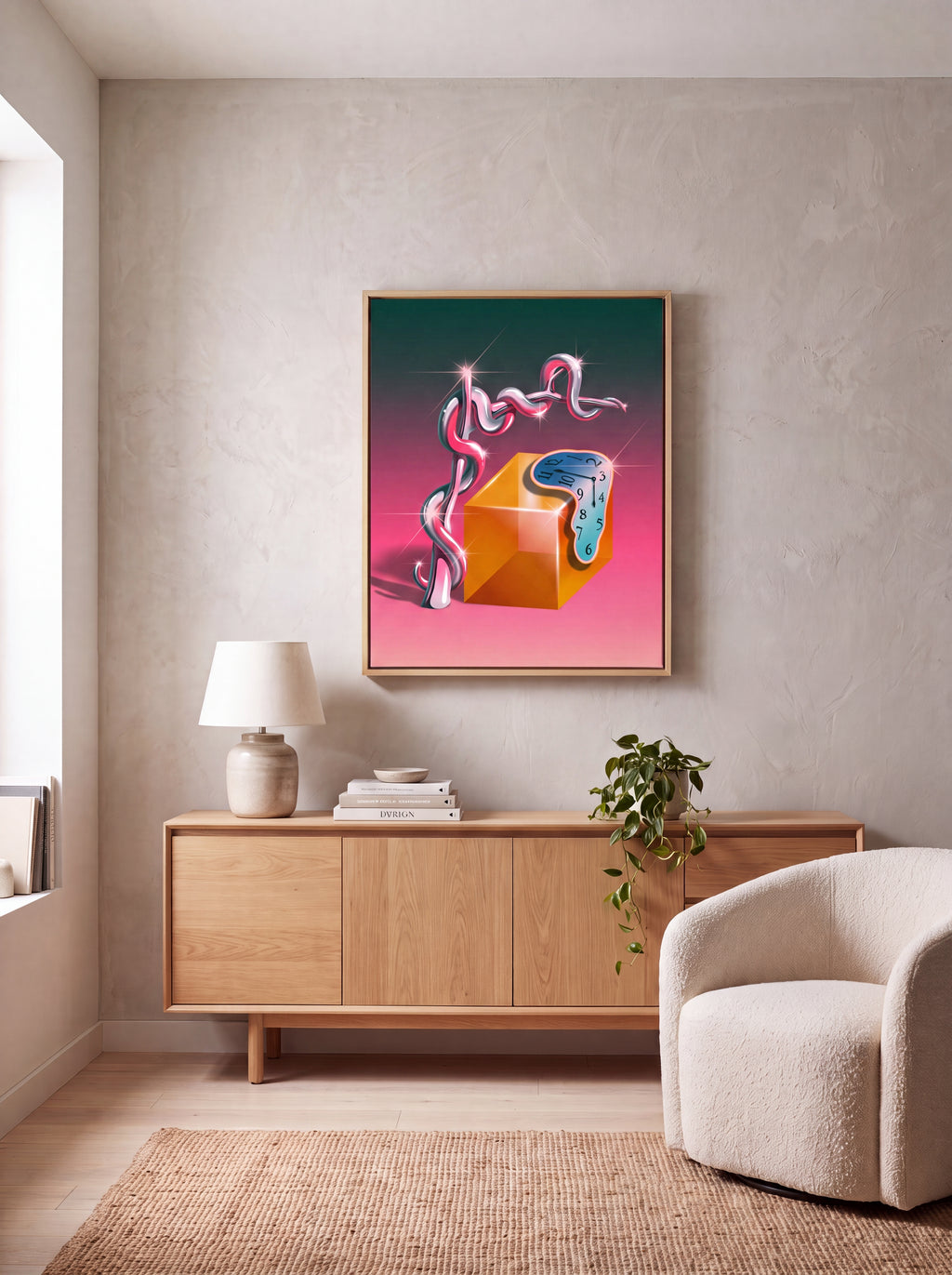 Time Warp | Surreal Melting Clock Canvas Wall Art