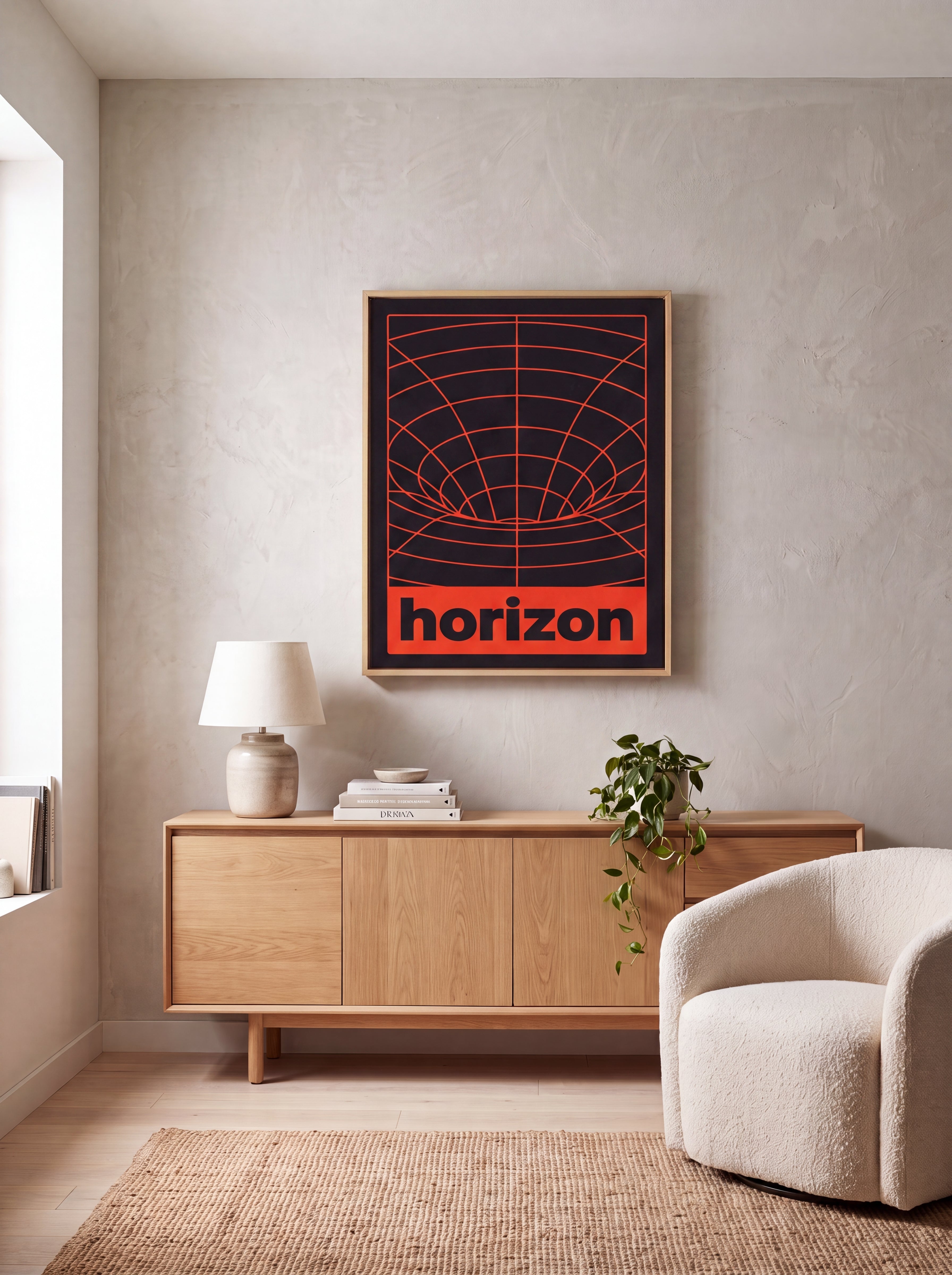 Horizon | Retro-Futurist Vortex Grid Canvas Wall Art