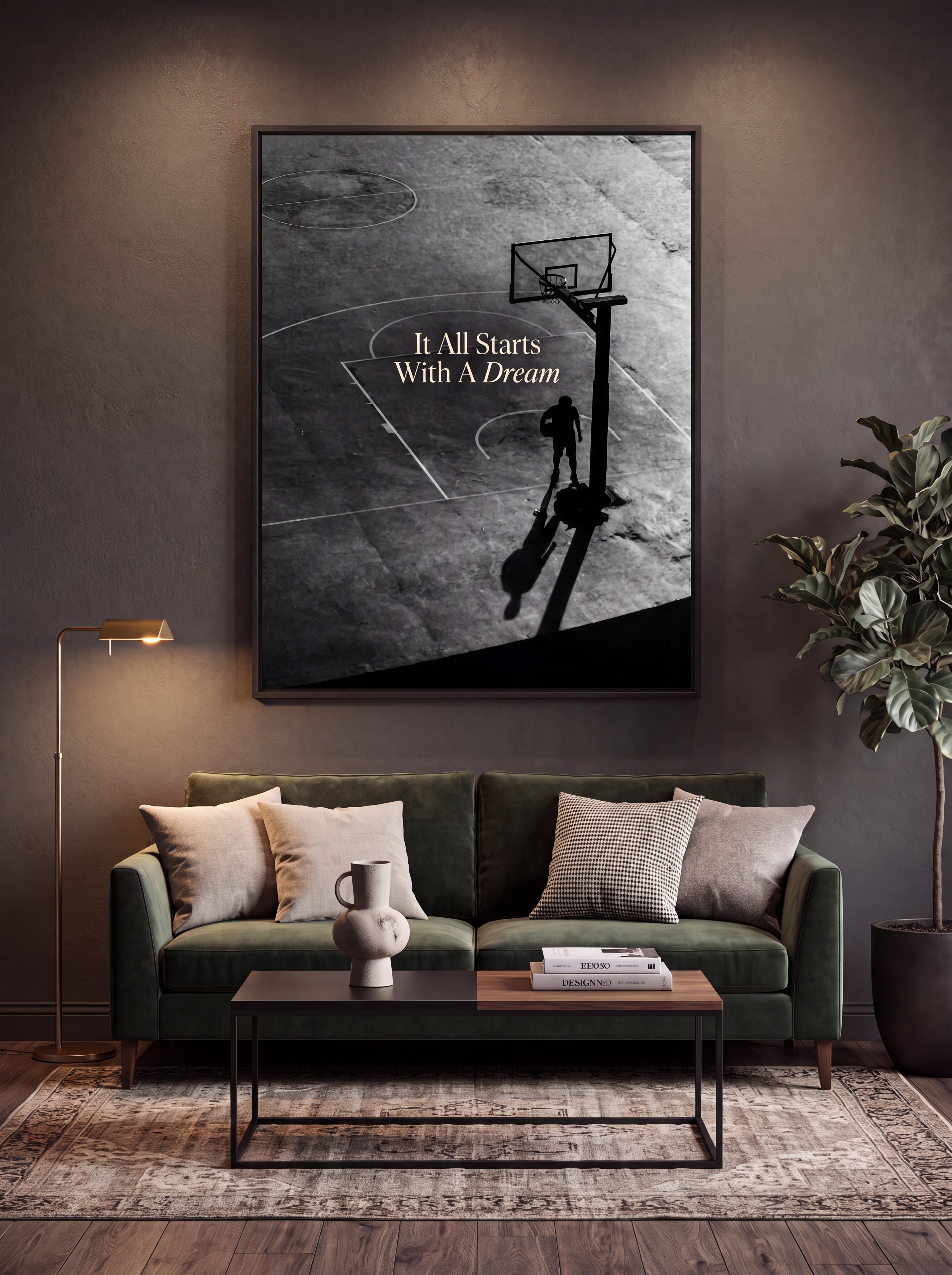 It All Starts With A Dream | Basketball Court Canvas Wall Art