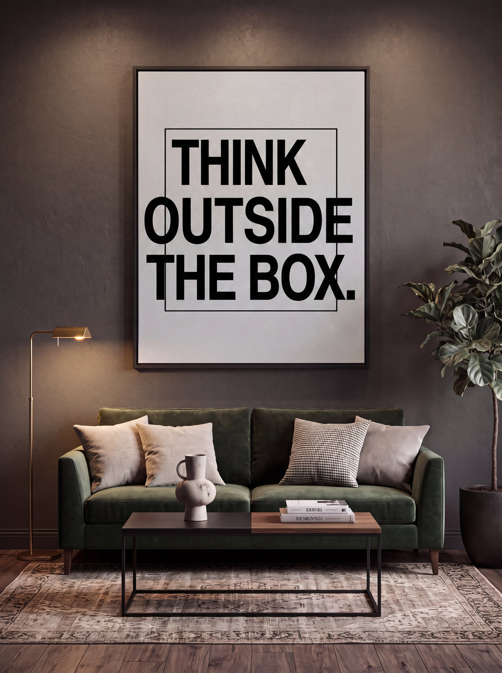 Think Outside The Box | Creative Typography Canvas Wall Art