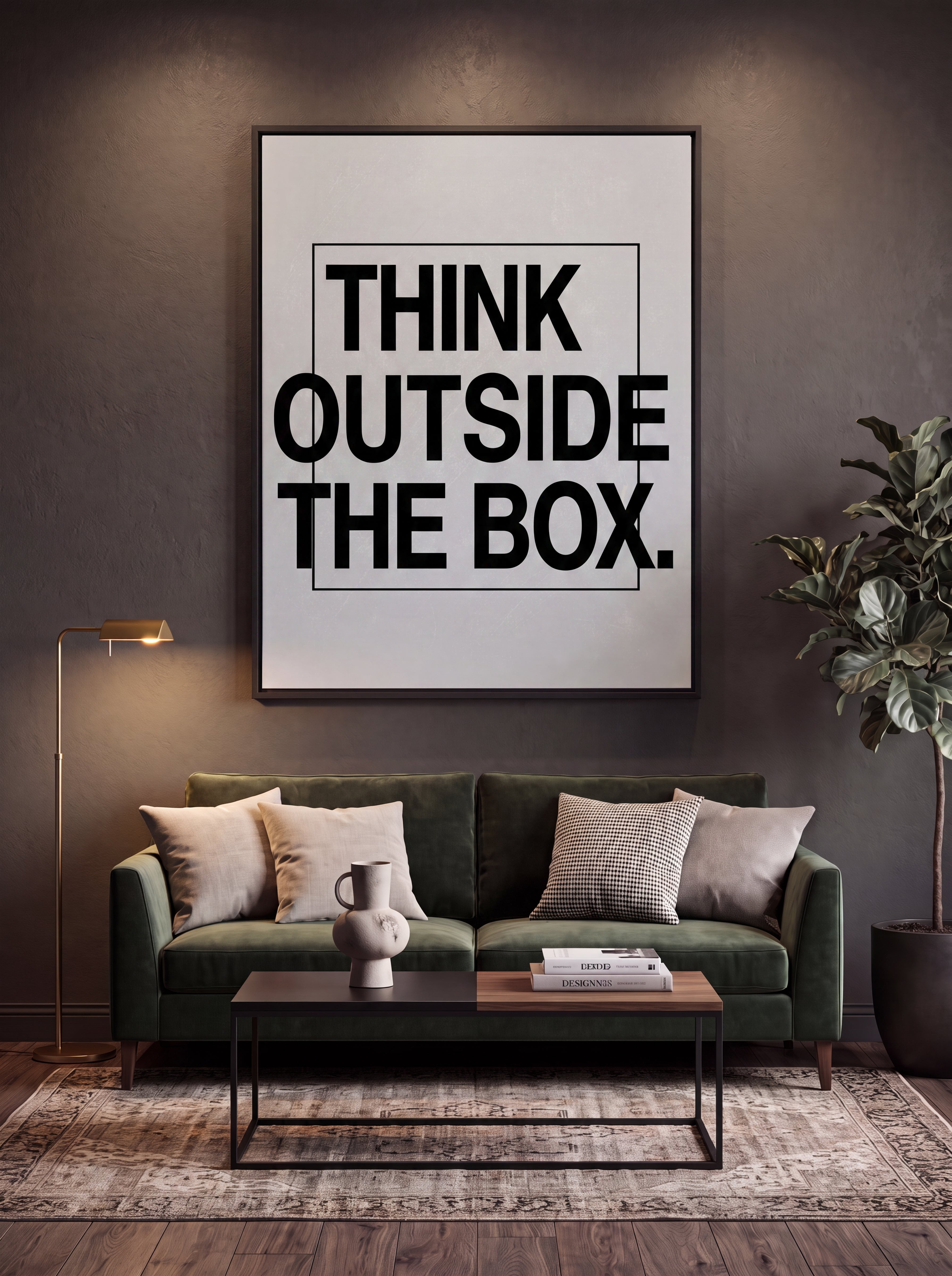 Think Outside The Box | Creative Typography Canvas Wall Art