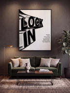 Lock In | Liquid Chrome 3D Typography Canvas Wall Art