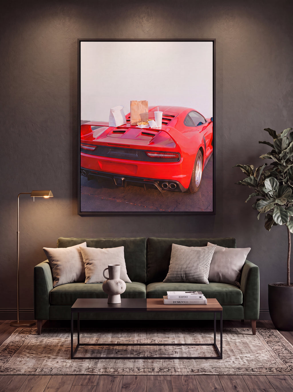 Cheat Day | Supercar & Fast Food Pop Art Canvas Wall Art