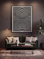 Optical Art Waves | Black & White Geometric Canvas Wall Art