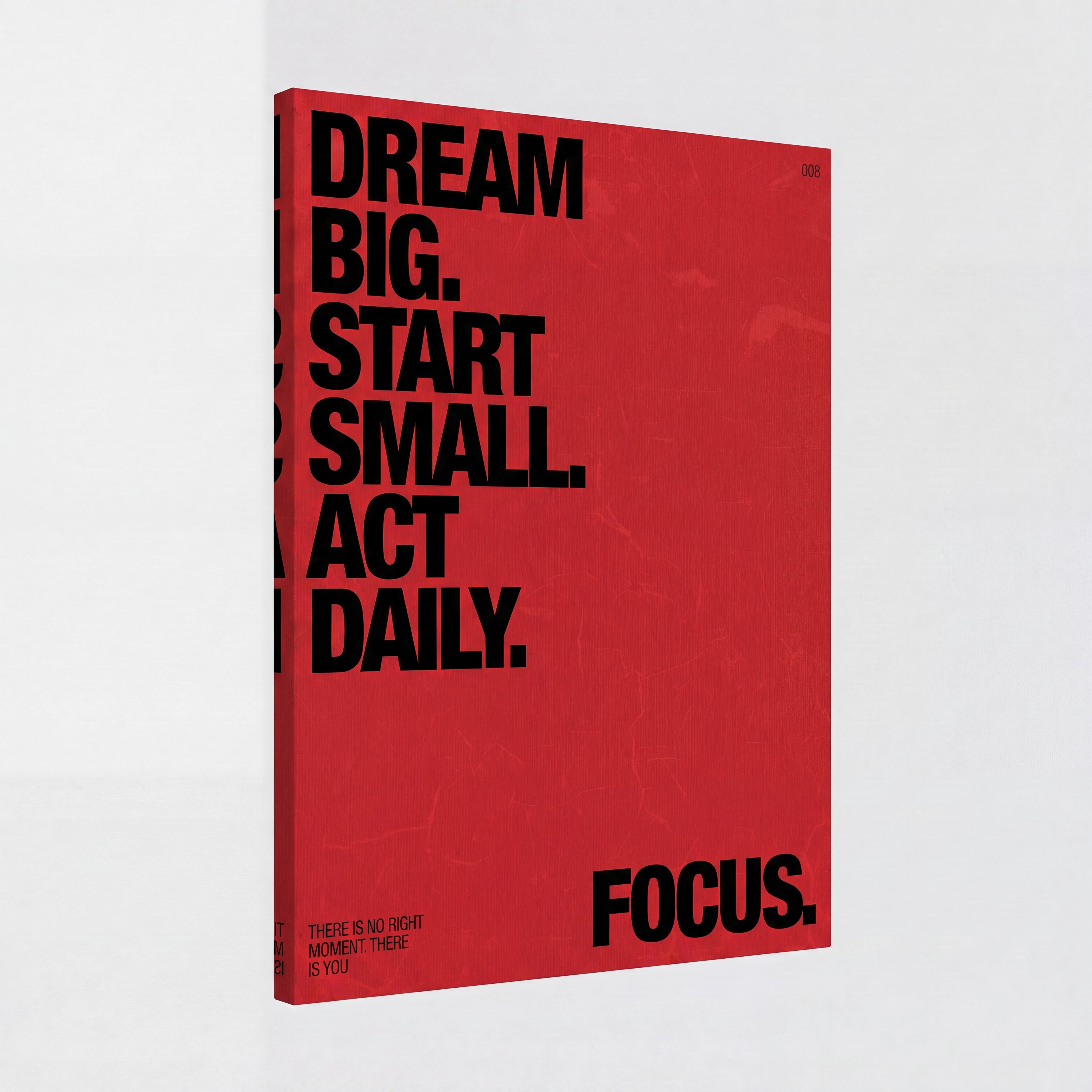 Dream Big Start Small Act Daily | Red Typographic Canvas Wall Art
