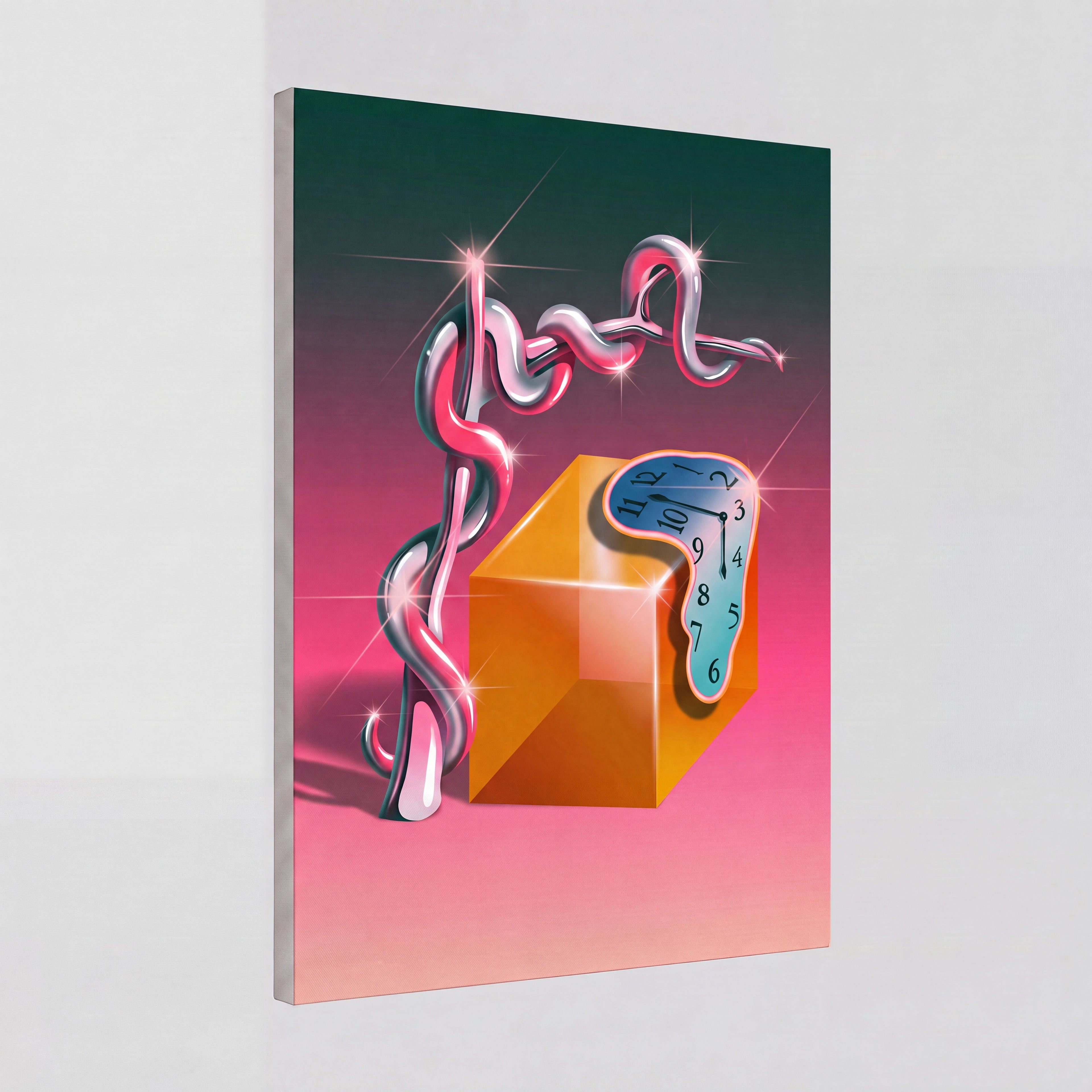 Time Warp | Surreal Melting Clock Canvas Wall Art