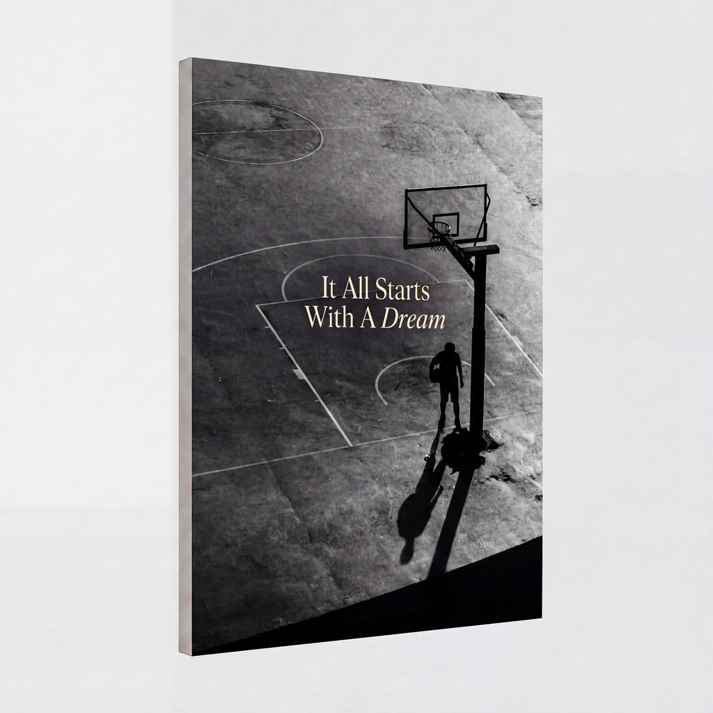 It All Starts With A Dream | Basketball Court Canvas Wall Art