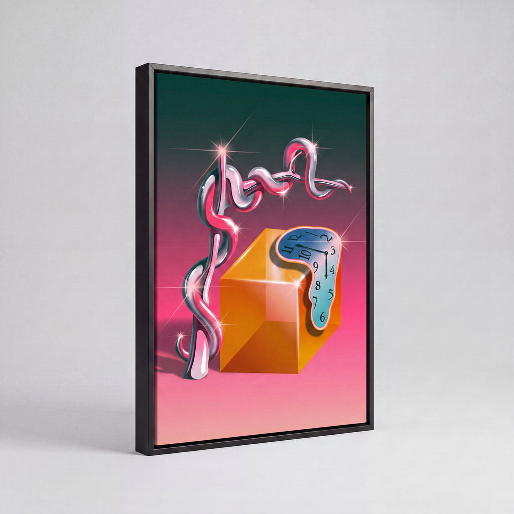 Time Warp | Surreal Melting Clock Canvas Wall Art