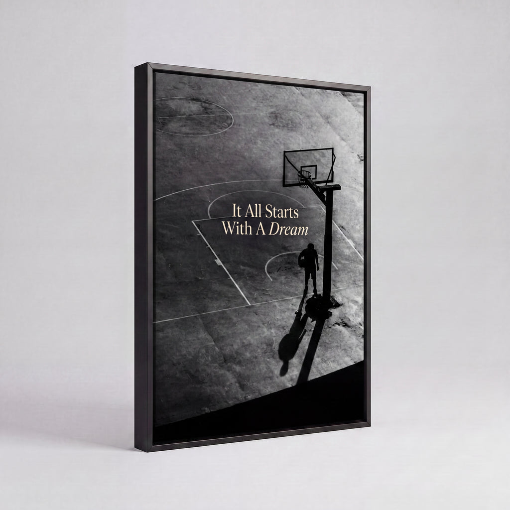 It All Starts With A Dream | Basketball Court Canvas Wall Art