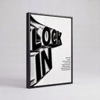 Lock In | Liquid Chrome 3D Typography Canvas Wall Art