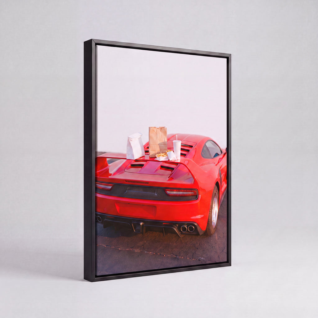 Cheat Day | Supercar & Fast Food Pop Art Canvas Wall Art