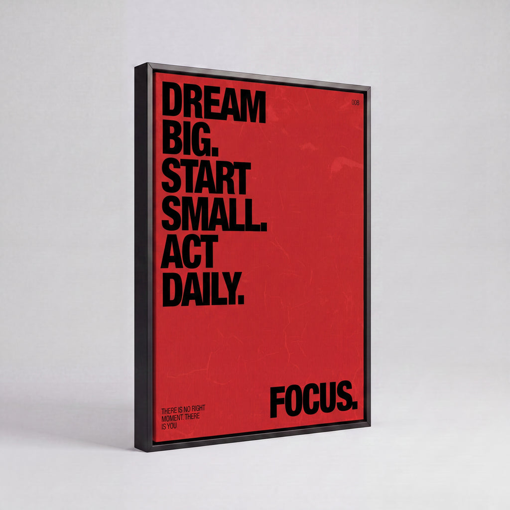Dream Big Start Small Act Daily | Red Typographic Canvas Wall Art