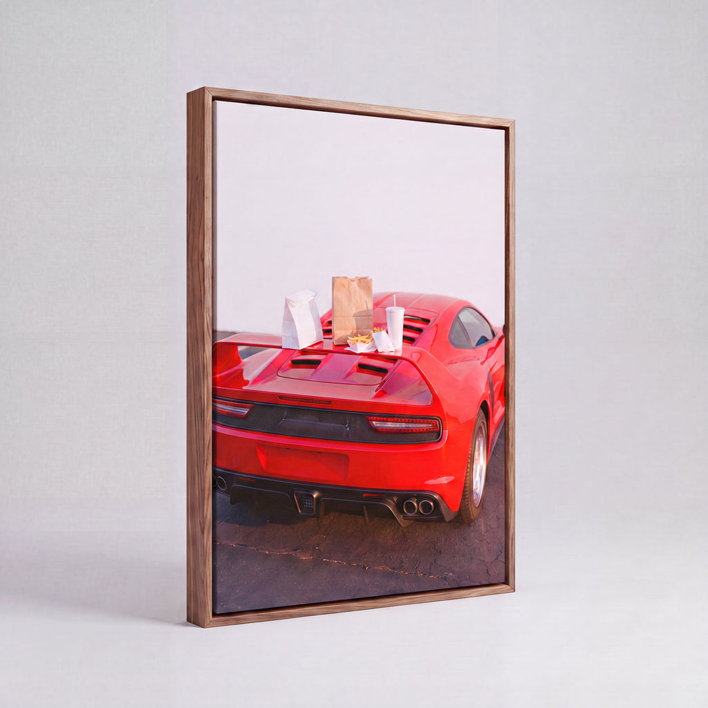 Cheat Day | Supercar & Fast Food Pop Art Canvas Wall Art