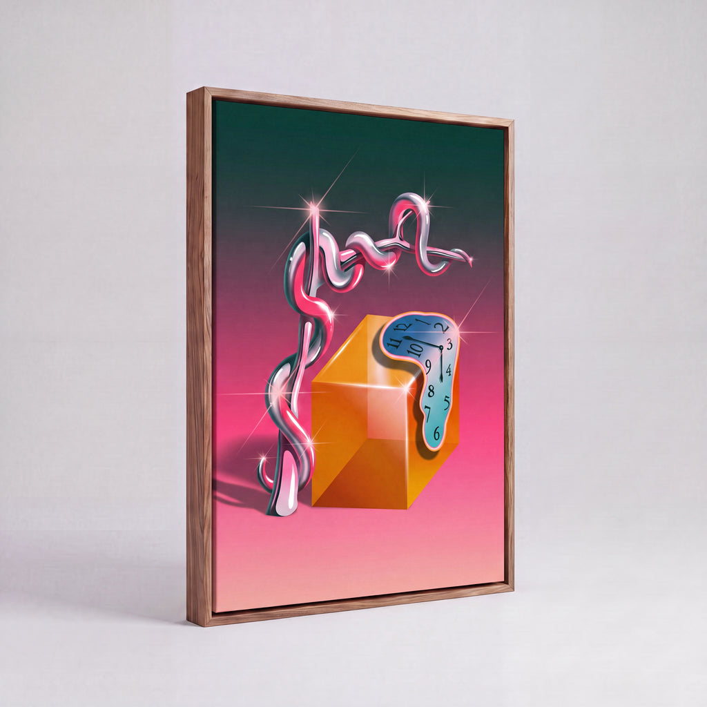 Time Warp | Surreal Melting Clock Canvas Wall Art