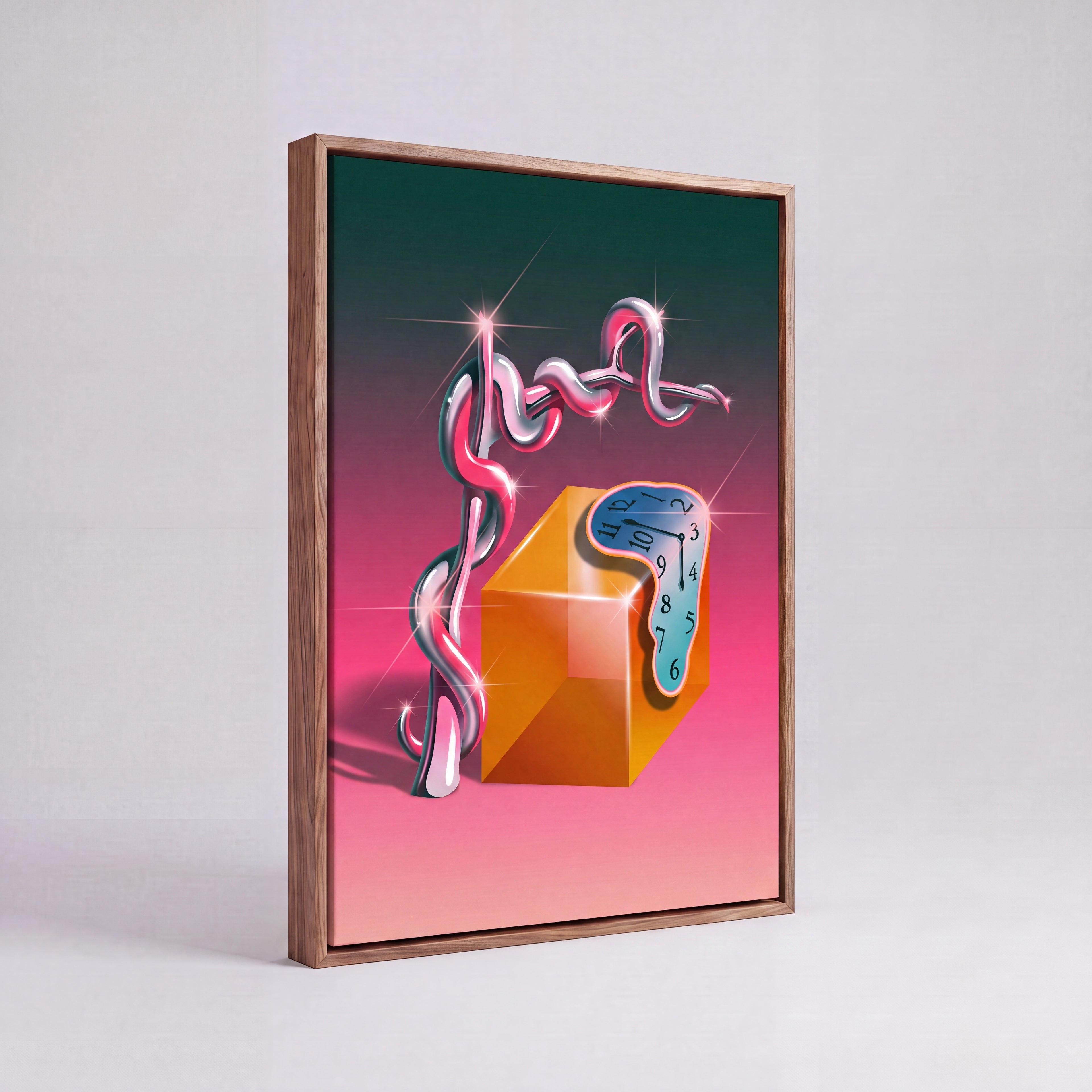 Time Warp | Surreal Melting Clock Canvas Wall Art